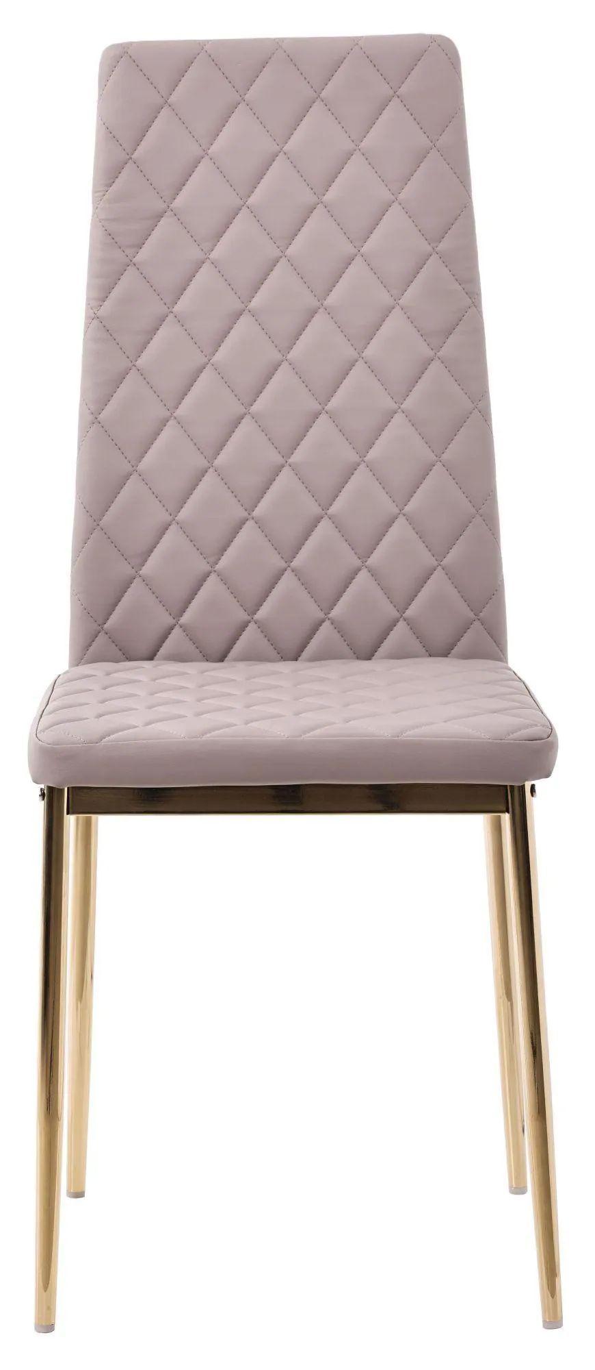 Product photograph of 4 X Metro Dining Chairs In Beige Colour Leather And Gold Metal Legs from Choice Furniture Superstore.