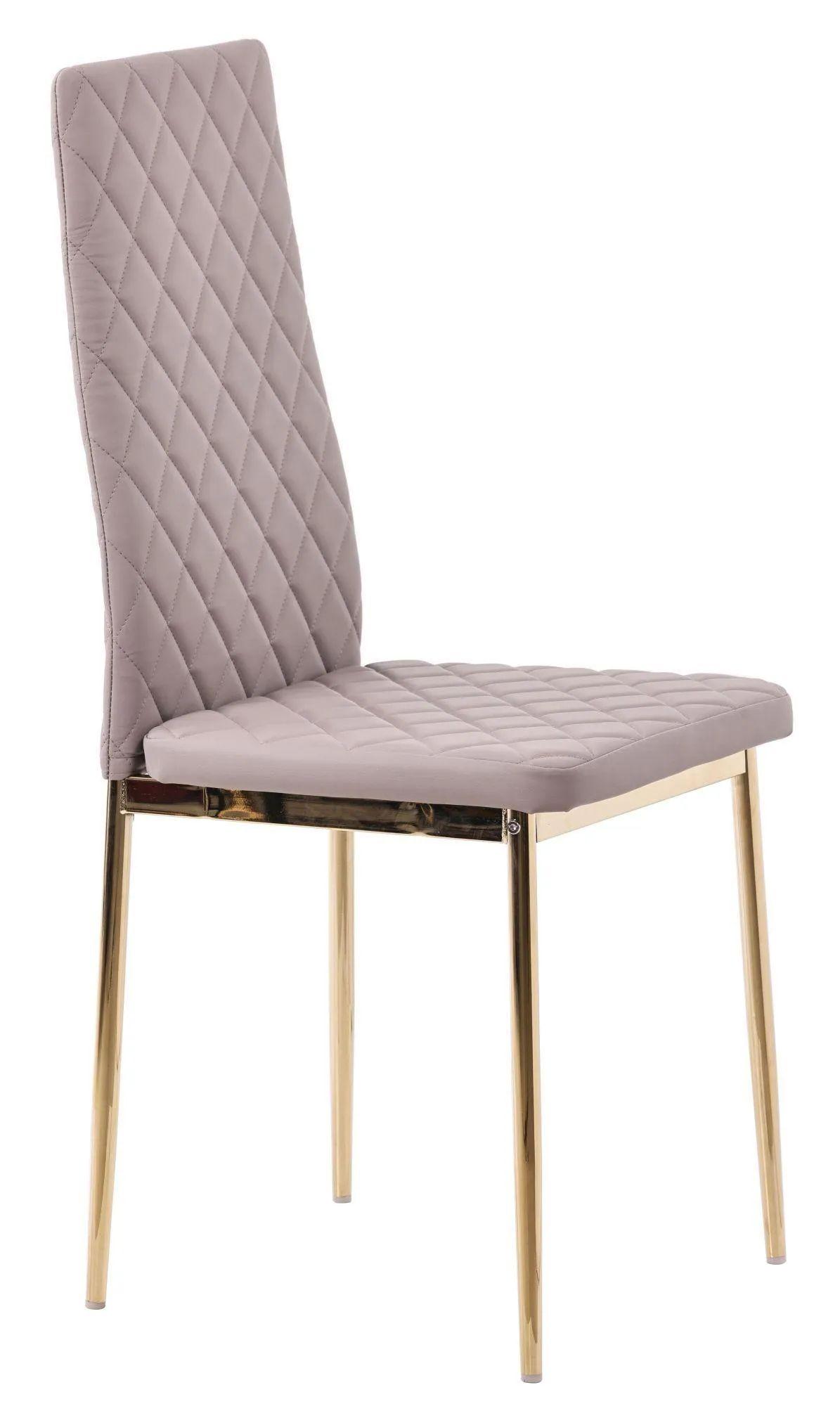 Product photograph of 4 X Metro Dining Chairs In Beige Colour Leather And Gold Metal Legs from Choice Furniture Superstore.