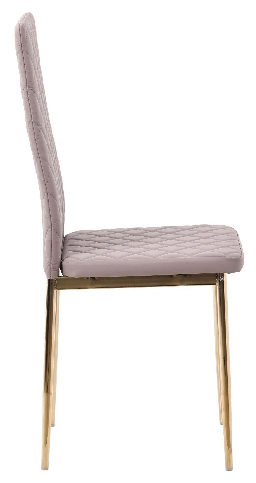 Product photograph of 4 X Metro Dining Chairs In Beige Colour Leather And Gold Metal Legs from Choice Furniture Superstore.