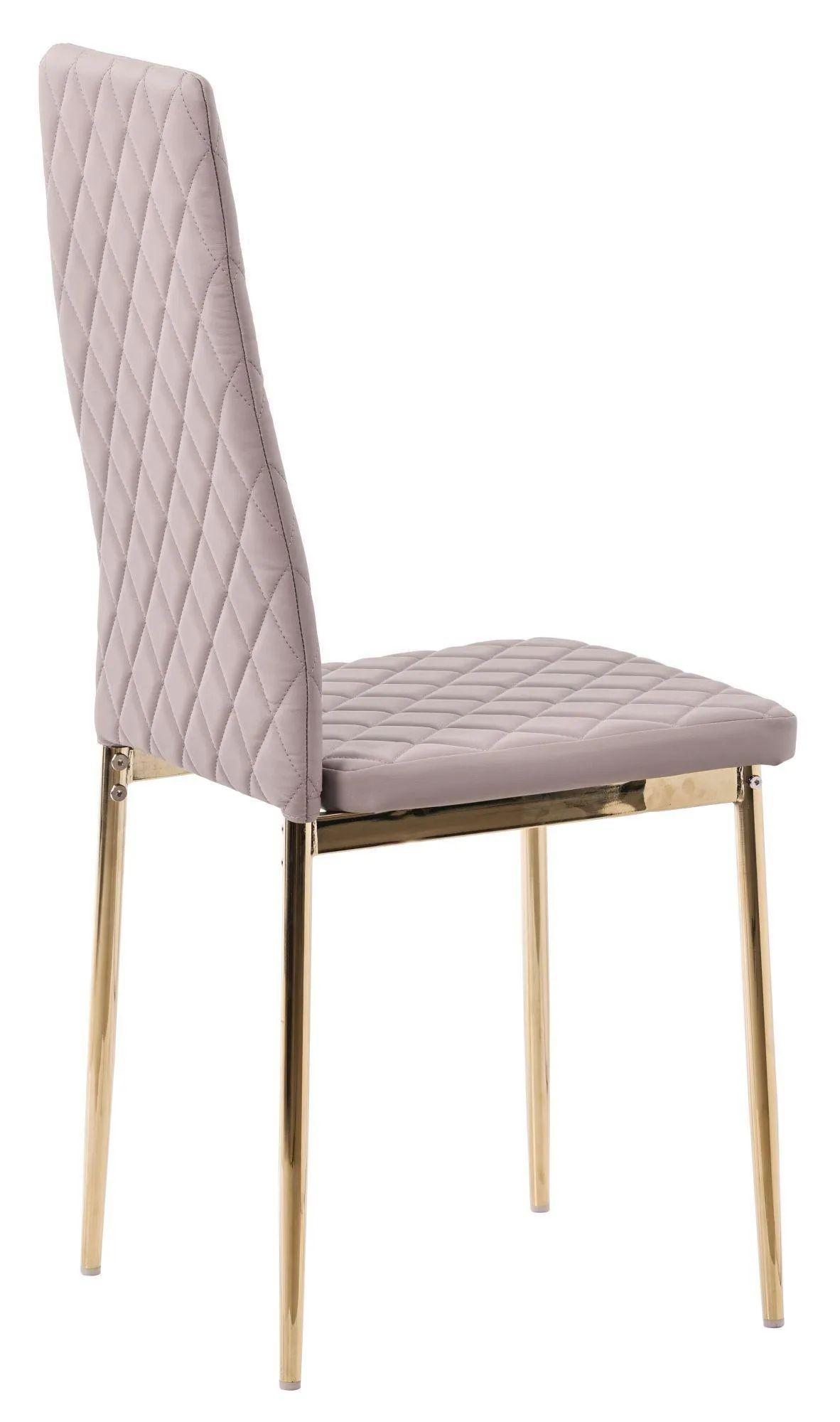 Product photograph of 4 X Metro Dining Chairs In Beige Colour Leather And Gold Metal Legs from Choice Furniture Superstore.