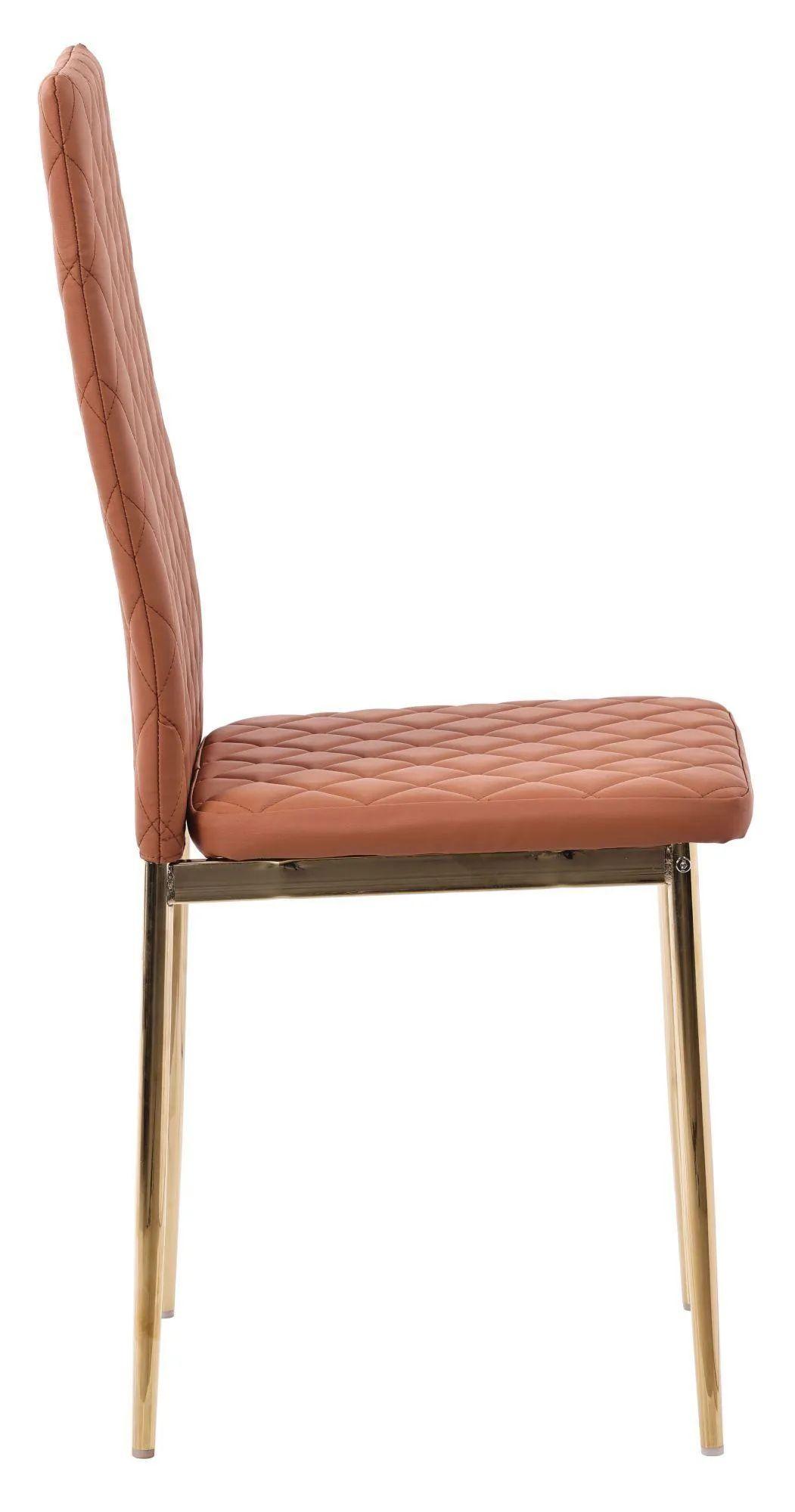 Product photograph of 4 X Metro Dining Chairs In Burnt Orange Colour Leather And Gold Metal Legs from Choice Furniture Superstore.