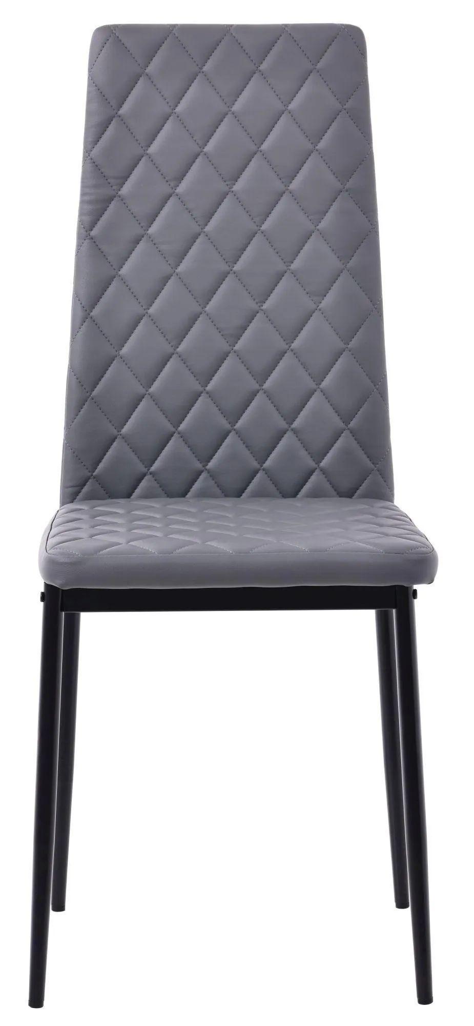 Product photograph of 4 X Metro Dining Chairs In Grey Colour Leather And Black Metal Legs from Choice Furniture Superstore.