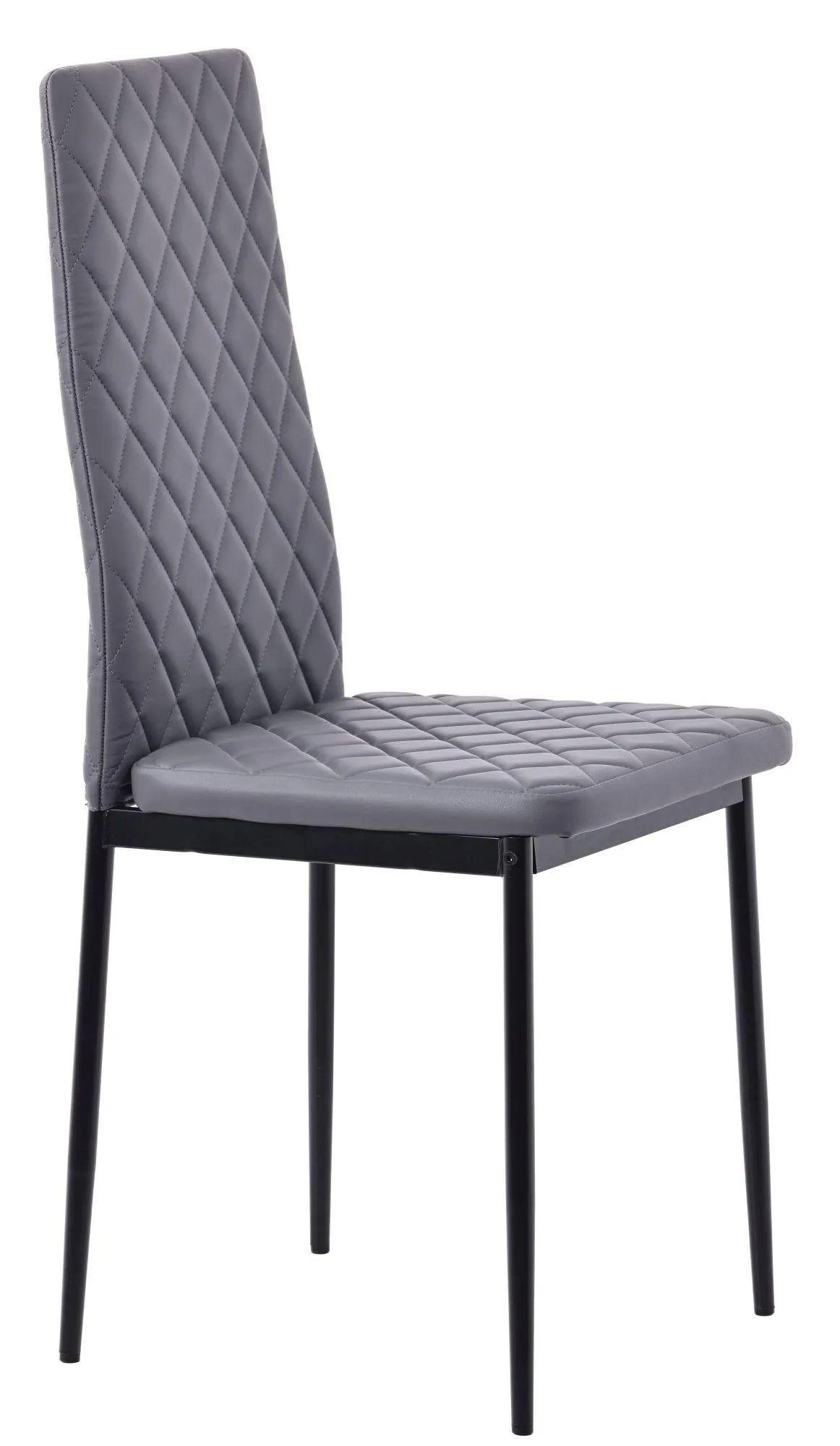 Product photograph of 4 X Metro Dining Chairs In Grey Colour Leather And Black Metal Legs from Choice Furniture Superstore.
