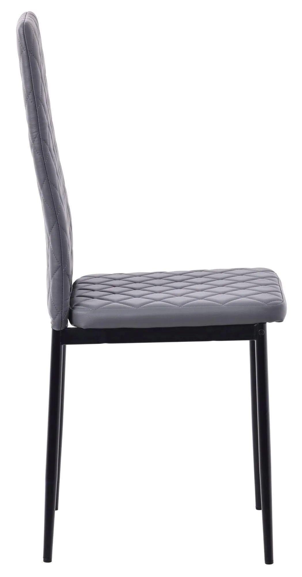 Product photograph of 4 X Metro Dining Chairs In Grey Colour Leather And Black Metal Legs from Choice Furniture Superstore.