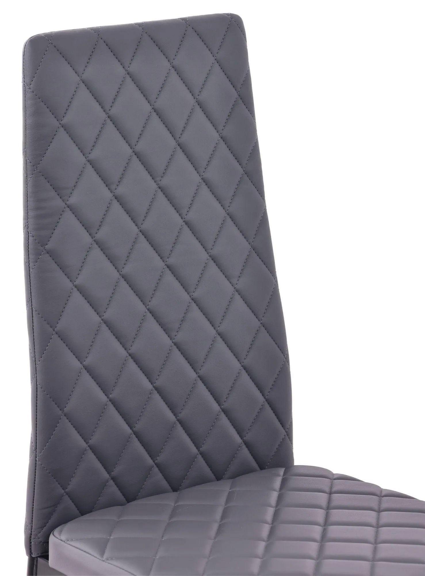 Product photograph of 4 X Metro Dining Chairs In Grey Colour Leather And Black Metal Legs from Choice Furniture Superstore.
