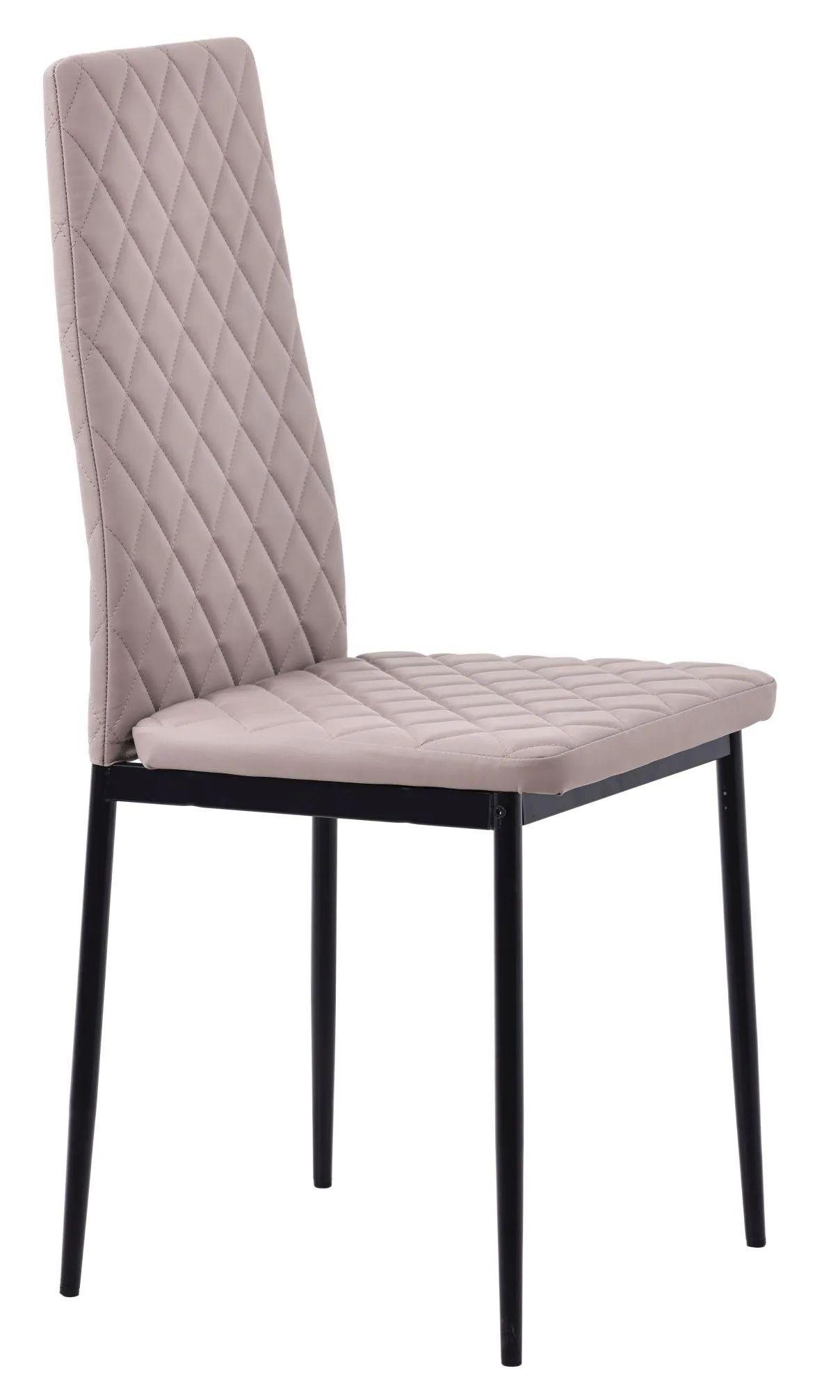 Product photograph of 4 X Metro Dining Chairs In Beige Colour Leather And Black Metal Legs from Choice Furniture Superstore.