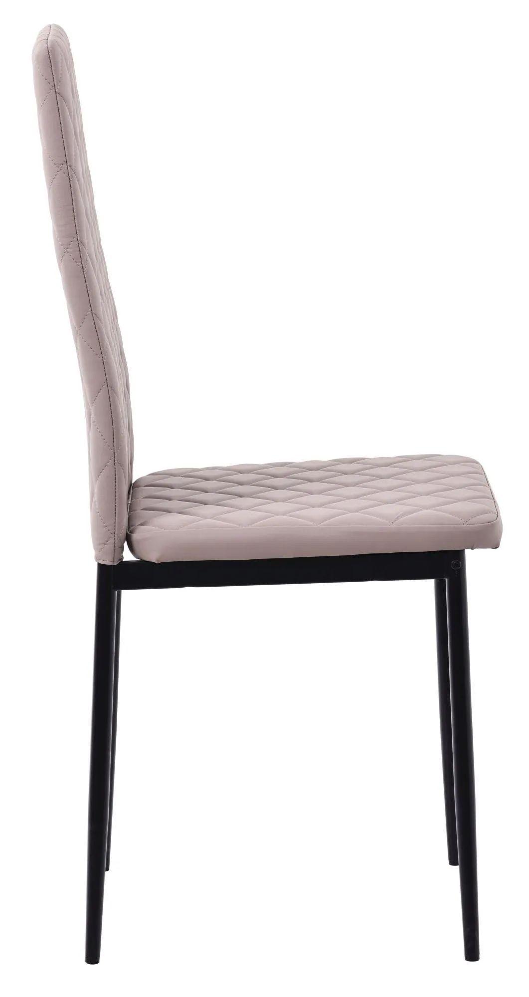 Product photograph of 4 X Metro Dining Chairs In Beige Colour Leather And Black Metal Legs from Choice Furniture Superstore.