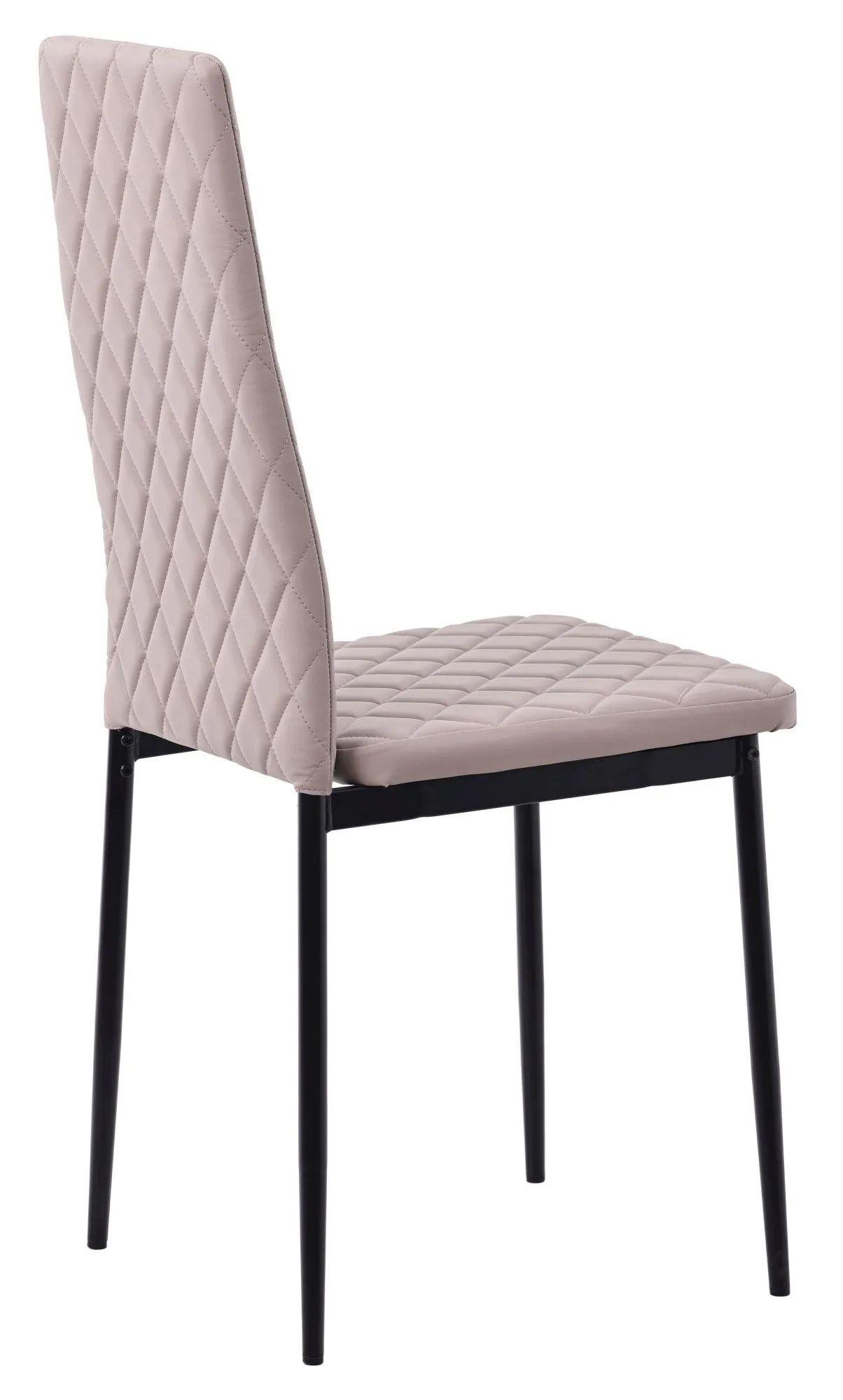 Product photograph of 4 X Metro Dining Chairs In Beige Colour Leather And Black Metal Legs from Choice Furniture Superstore.