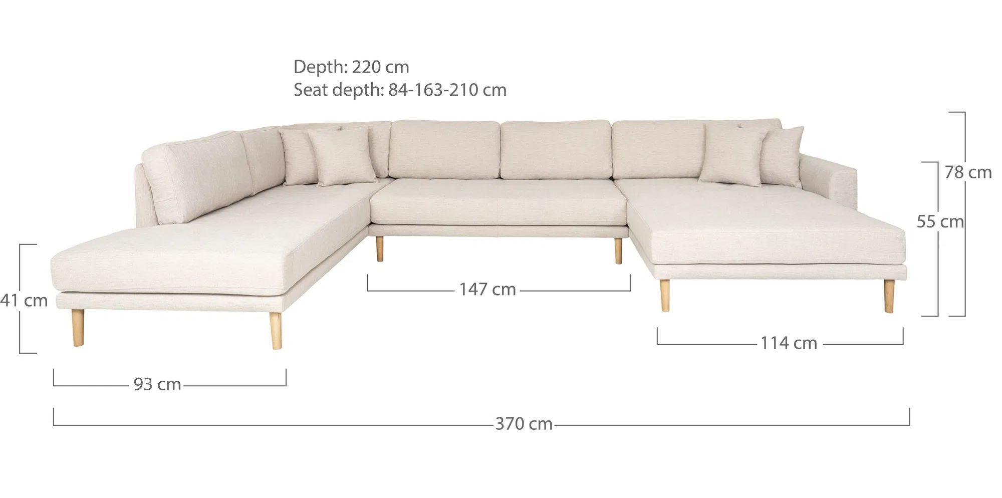 Product photograph of Datto Sand Fabric Right Hand Facing U-sofa Open End With Natural Legs from Choice Furniture Superstore.