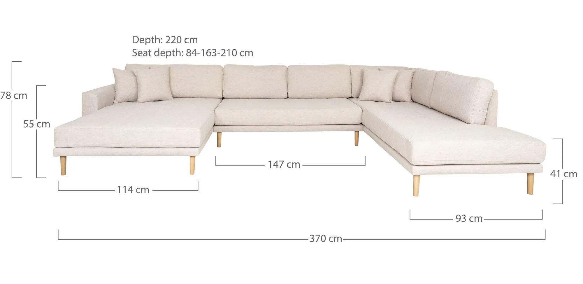 Product photograph of Datto Sand Fabric Left Hand Facing U-sofa Open End With Natural Legs from Choice Furniture Superstore.