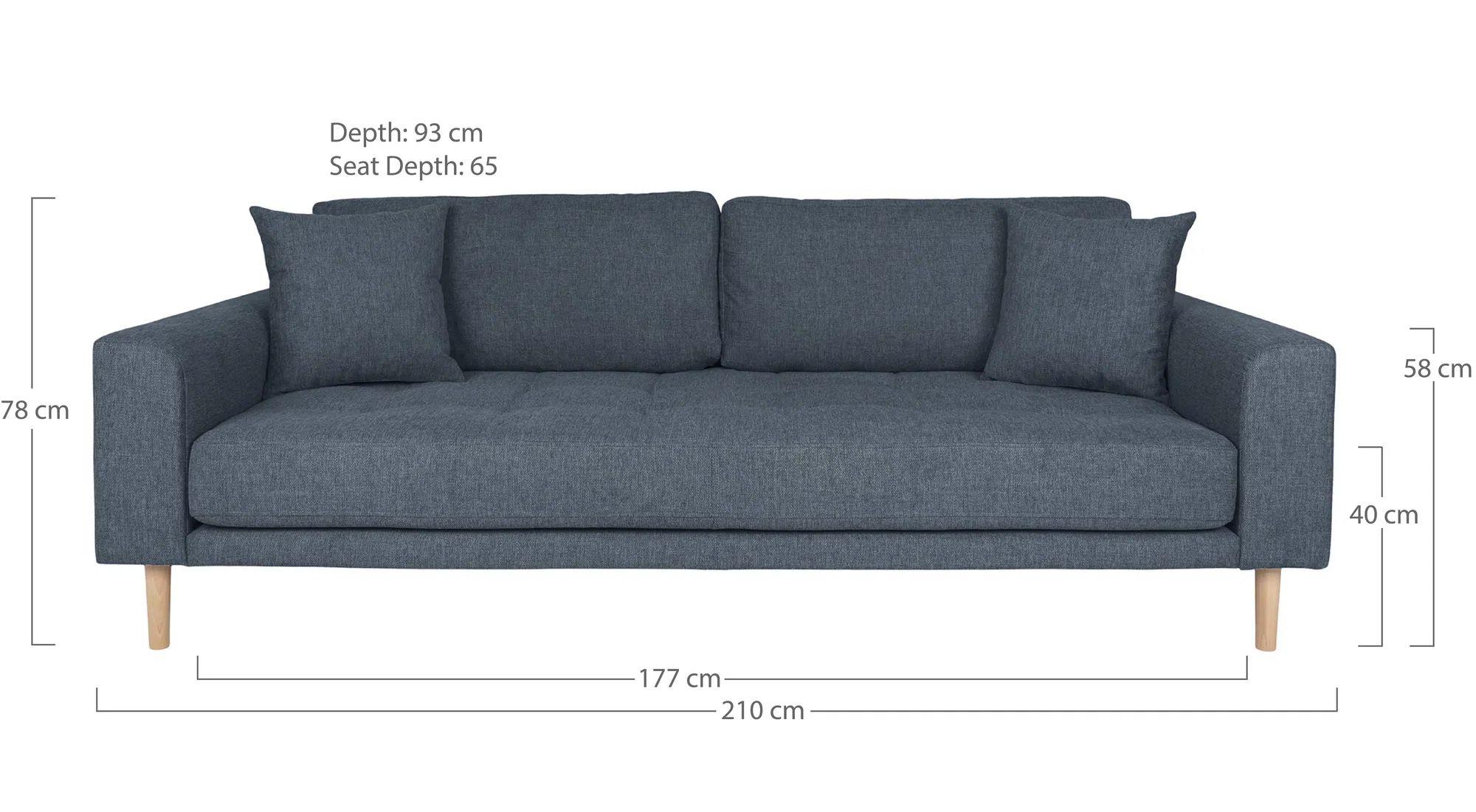 Product photograph of Datto Dark Blue Fabric 3 Seater Sofa from Choice Furniture Superstore.