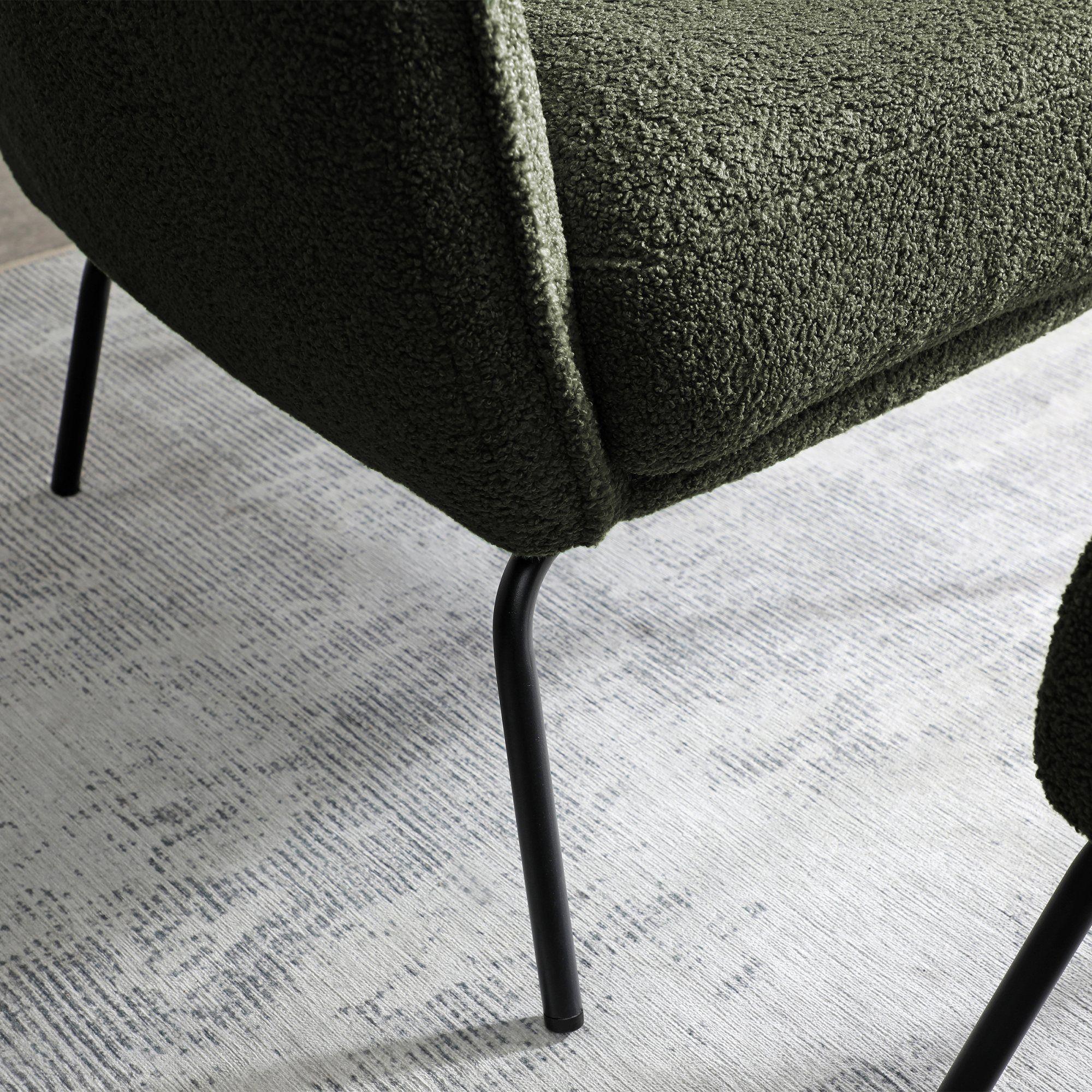 Product photograph of Zane Hermes Olive Teddy Fabric Accent Chair With Footstool from Choice Furniture Superstore.