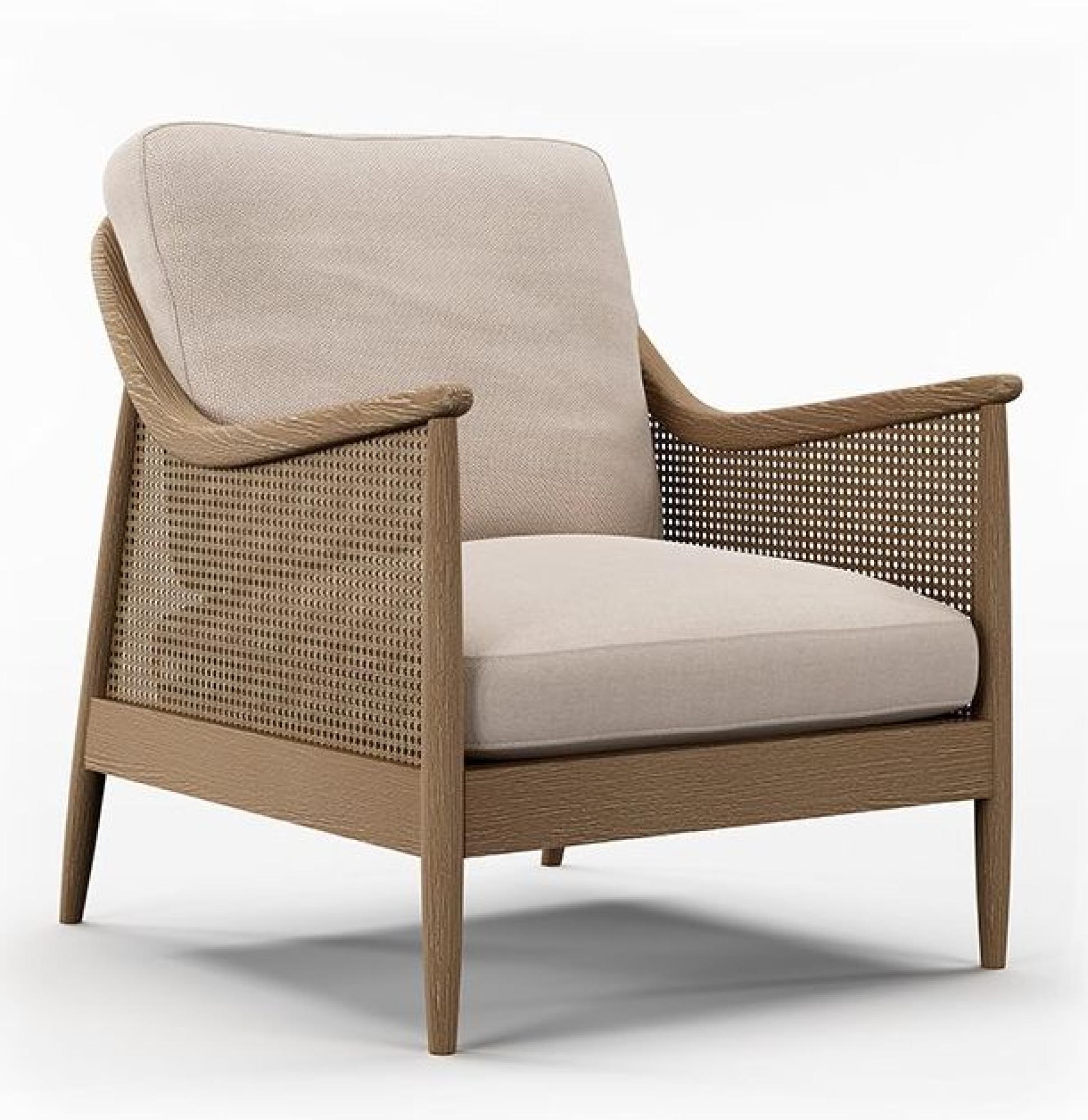 Product photograph of Winnie Natural Fabric And Rattan Armchair from Choice Furniture Superstore.