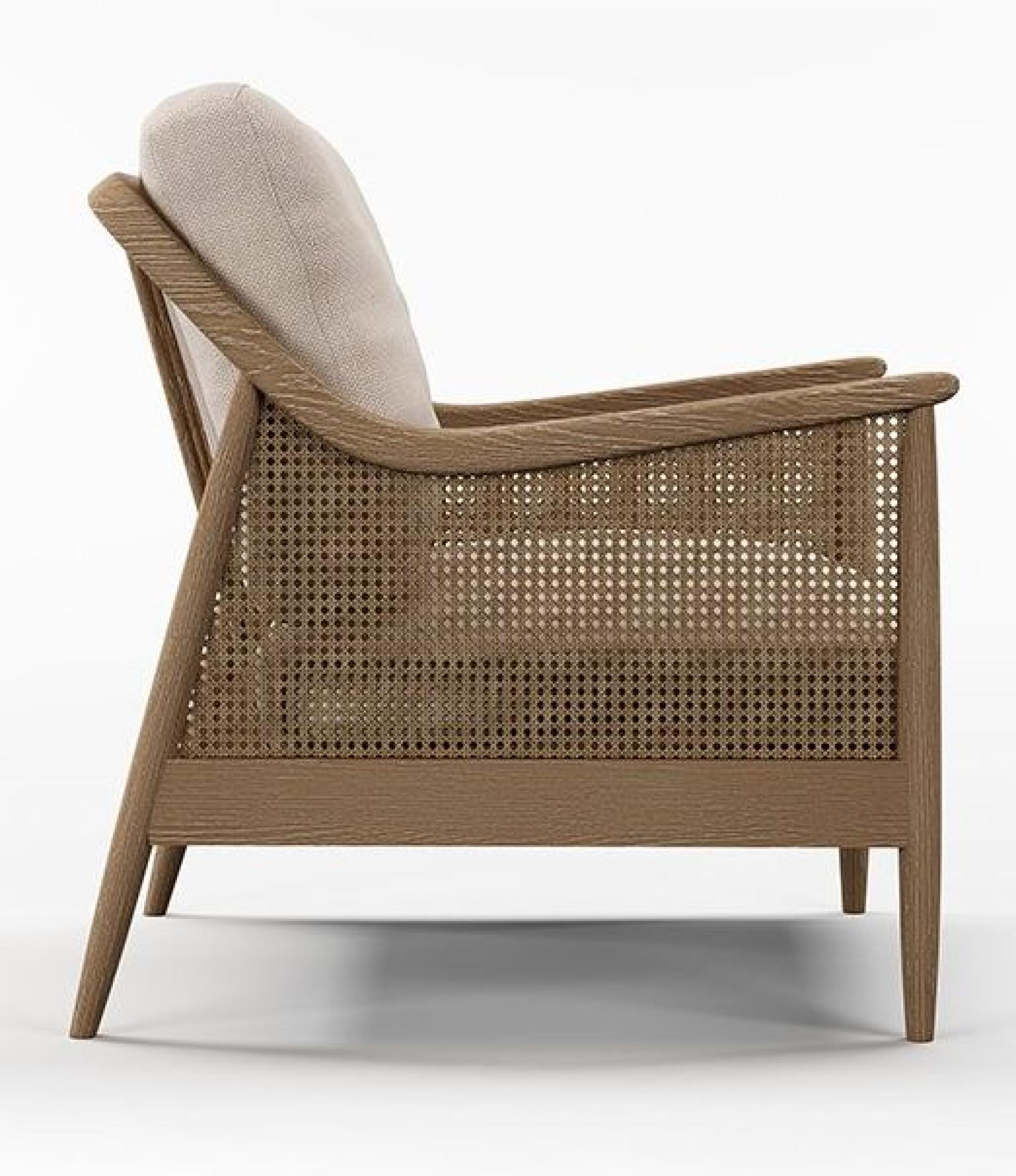 Product photograph of Winnie Natural Fabric And Rattan Armchair from Choice Furniture Superstore.