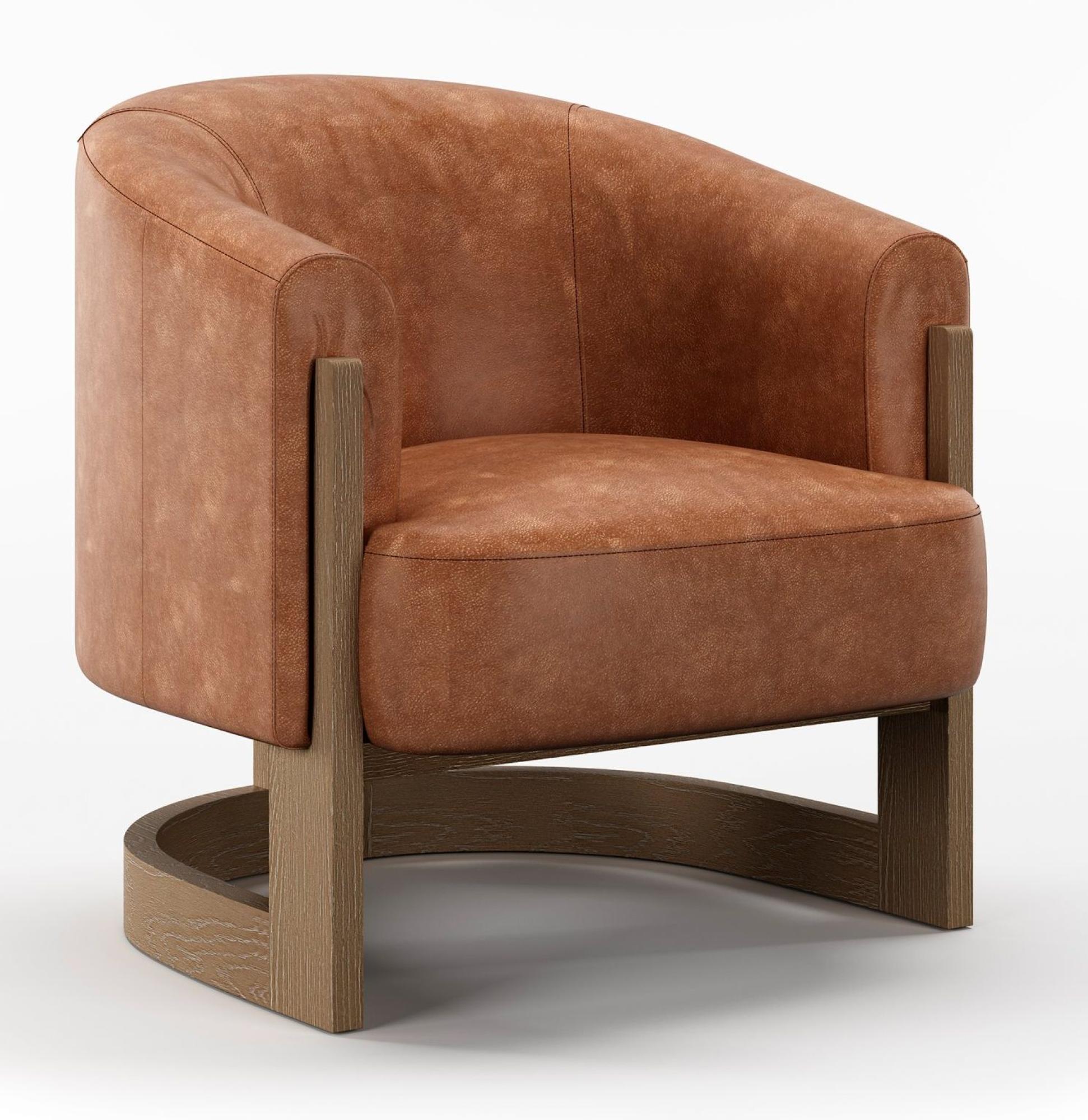 Product photograph of Lennox Tan Leather Tub Chair from Choice Furniture Superstore.