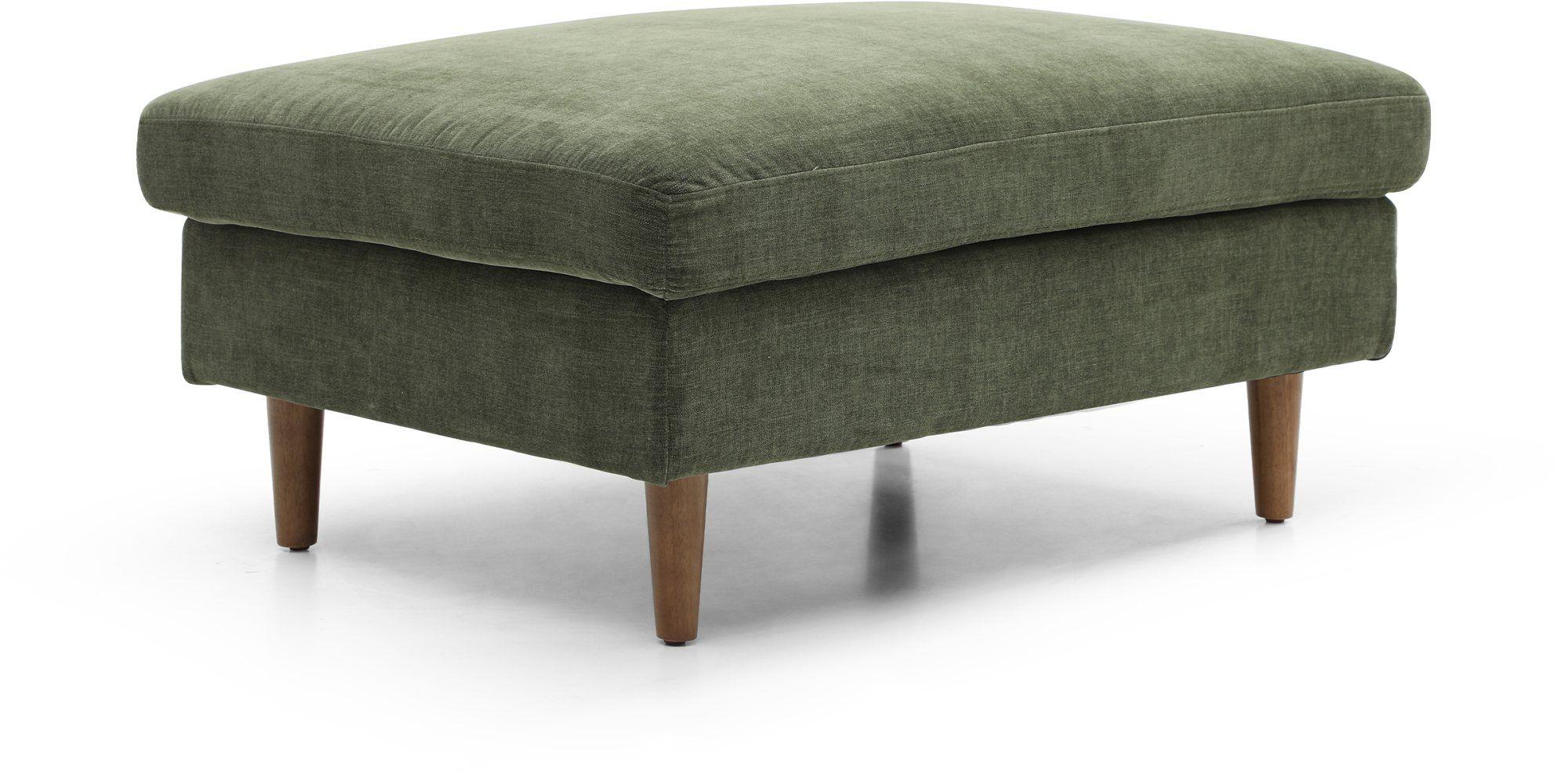 Product photograph of Scott Eryx Chenille Olive Green Fabric Ottoman Footstool from Choice Furniture Superstore.