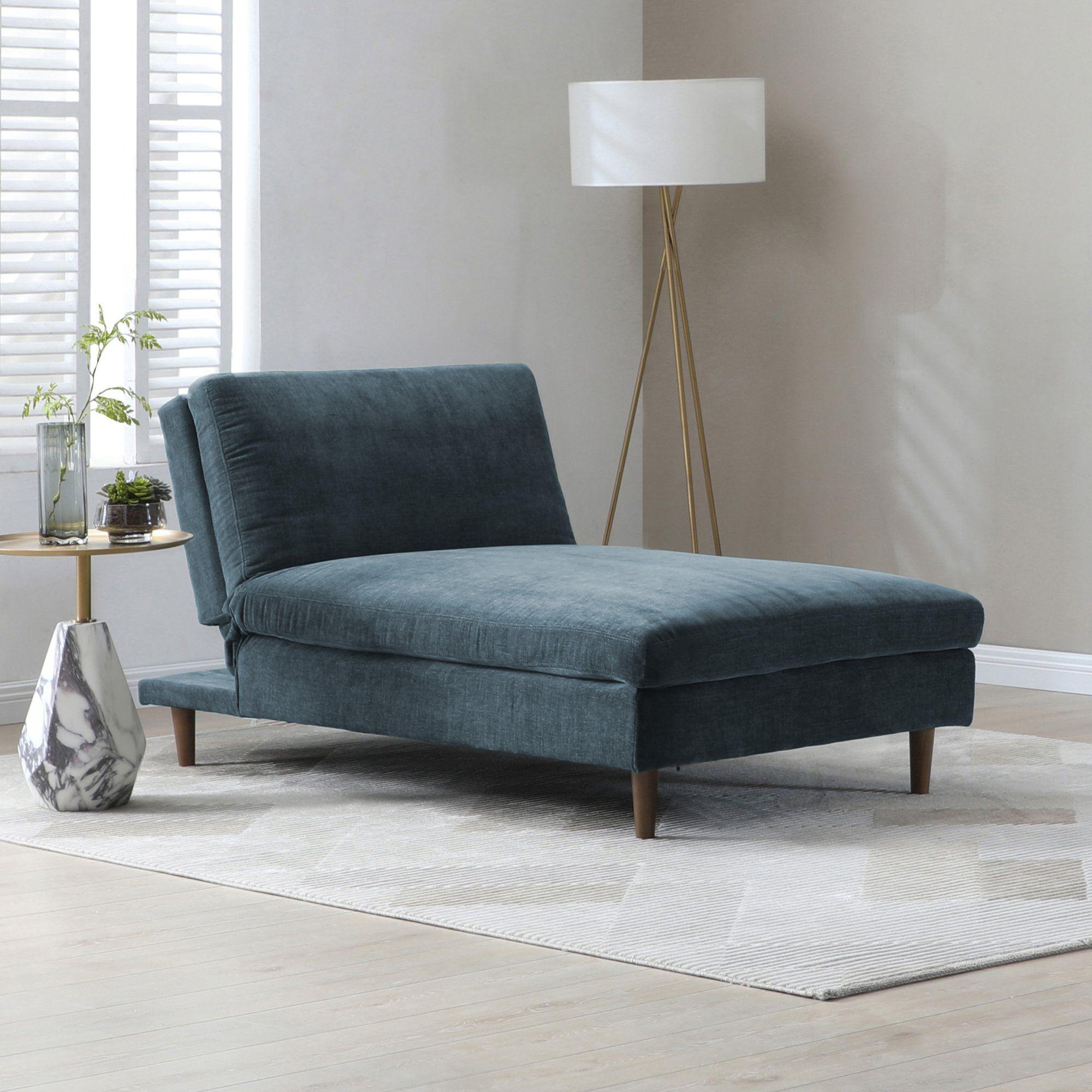 Product photograph of Scott Eryx Chenille Navy Blue Fabric Chaise Sofa Bed from Choice Furniture Superstore.