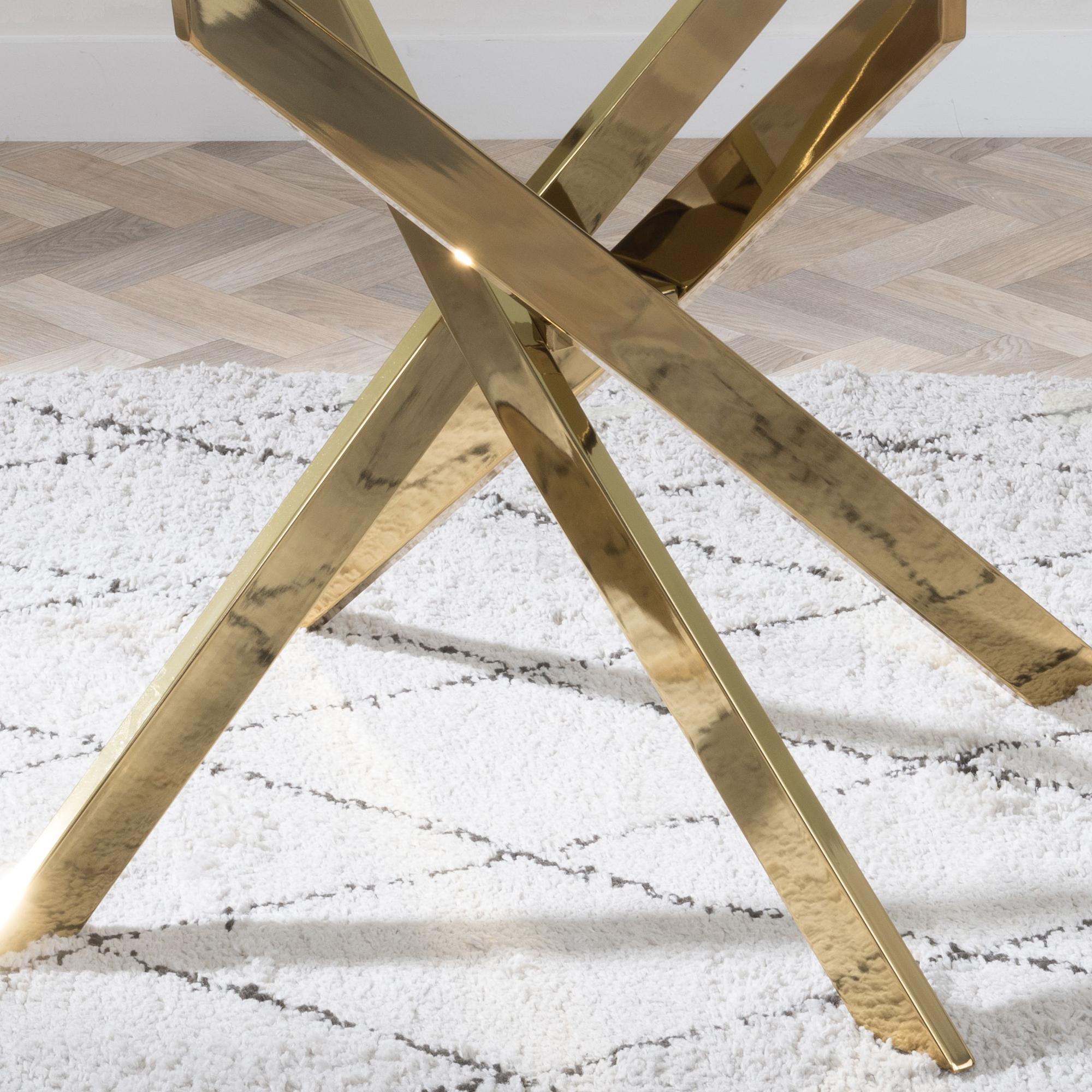 Product photograph of Chopstick White Glass 6 Seater Dining Table With Gold Metal Legs from Choice Furniture Superstore.
