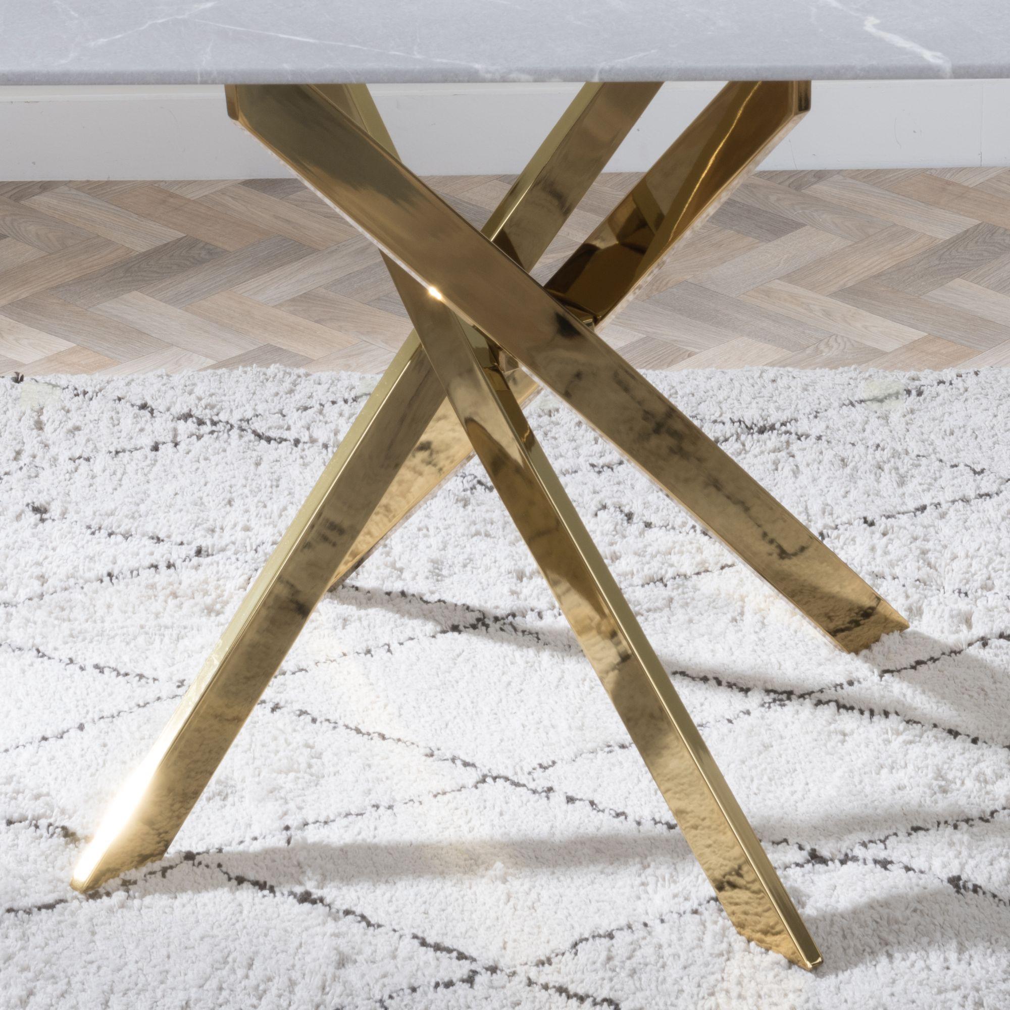 Product photograph of Chopstick Grey Glass 6 Seater Dining Table With Gold Metal Chopstick Legs from Choice Furniture Superstore.