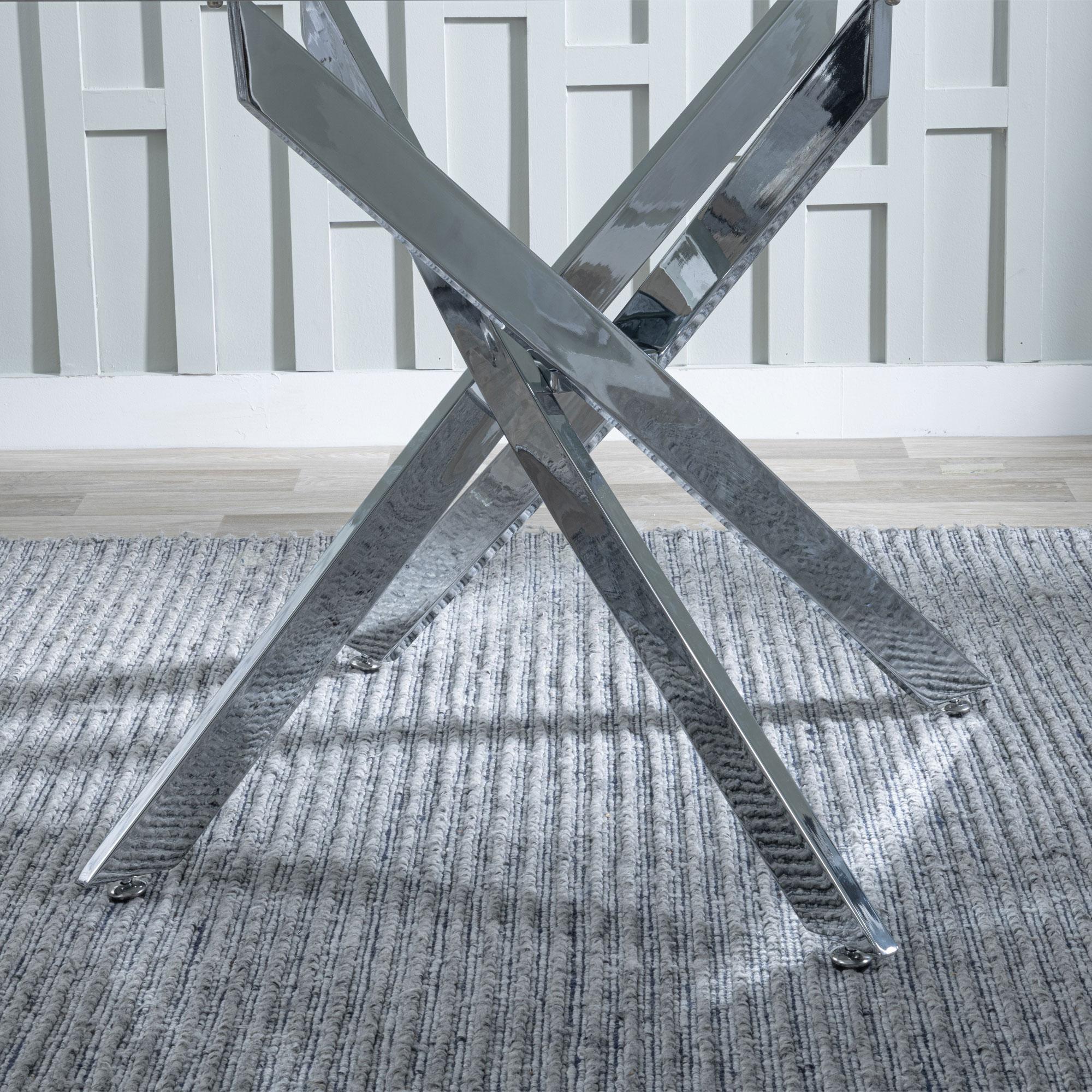 Product photograph of Chopstick White Glass 6 Seater Dining Table With Chrome Metal Legs from Choice Furniture Superstore.