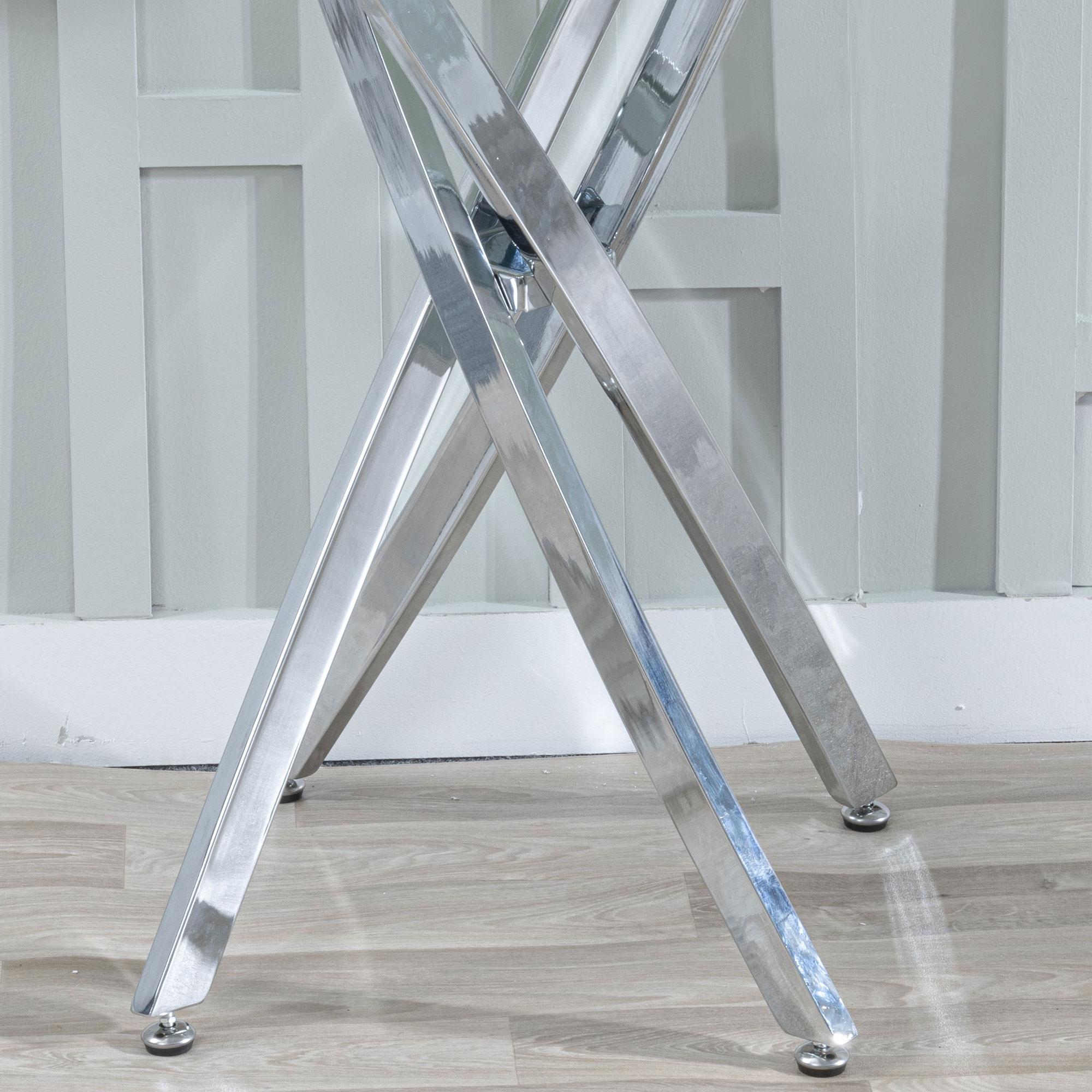 Product photograph of Chopstick White Glass Console Table With Chrome Metal Chopstick Legs from Choice Furniture Superstore.