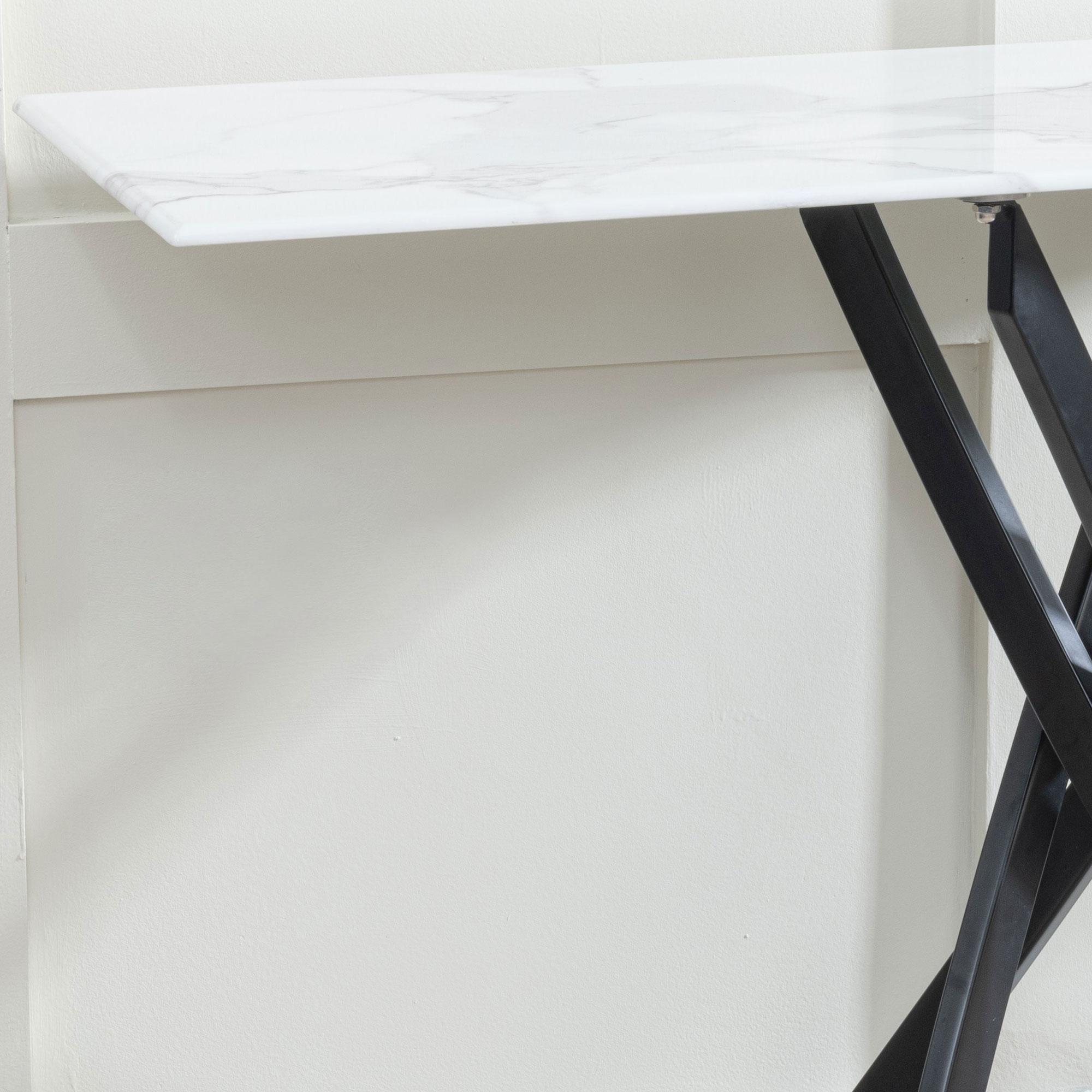 Product photograph of Chopstick White Glass Console Table With Black Metal Chopstick Legs from Choice Furniture Superstore.