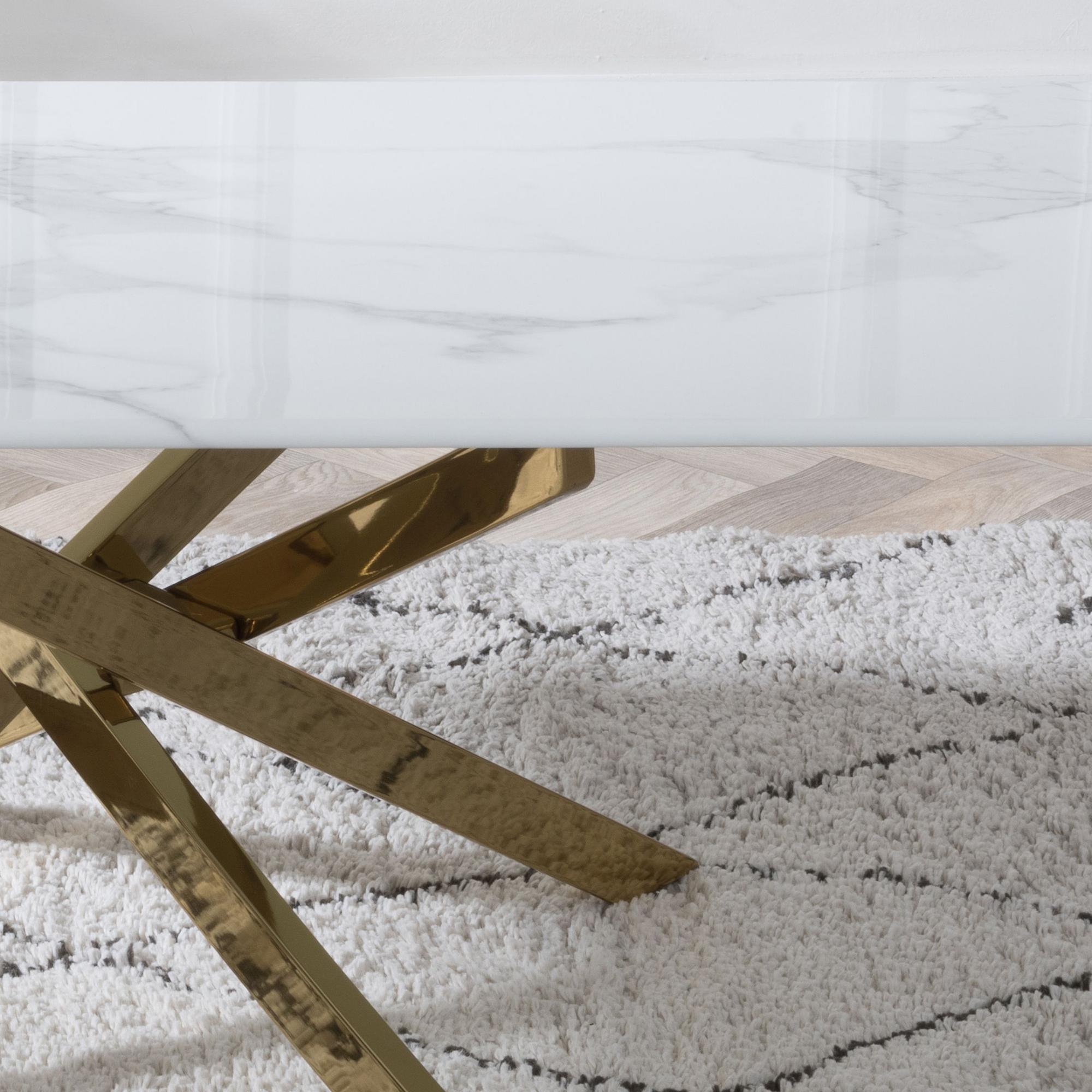 Product photograph of Chopstick White Glass Coffee Table With Gold Metal Chopstick Legs from Choice Furniture Superstore.