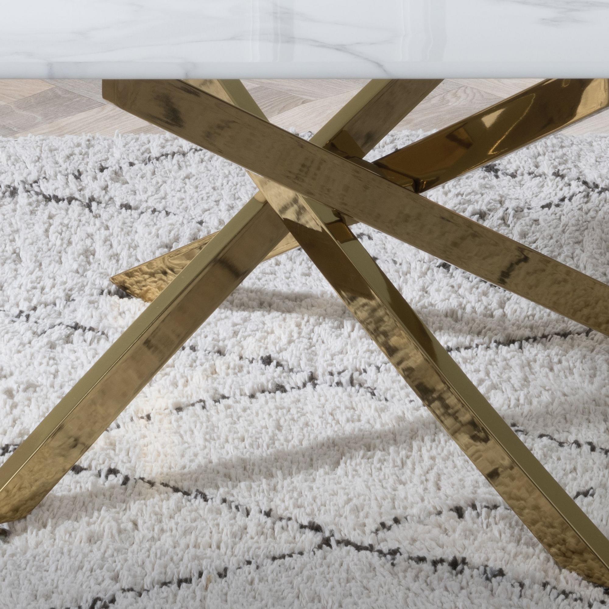 Product photograph of Chopstick White Glass Coffee Table With Gold Metal Chopstick Legs from Choice Furniture Superstore.