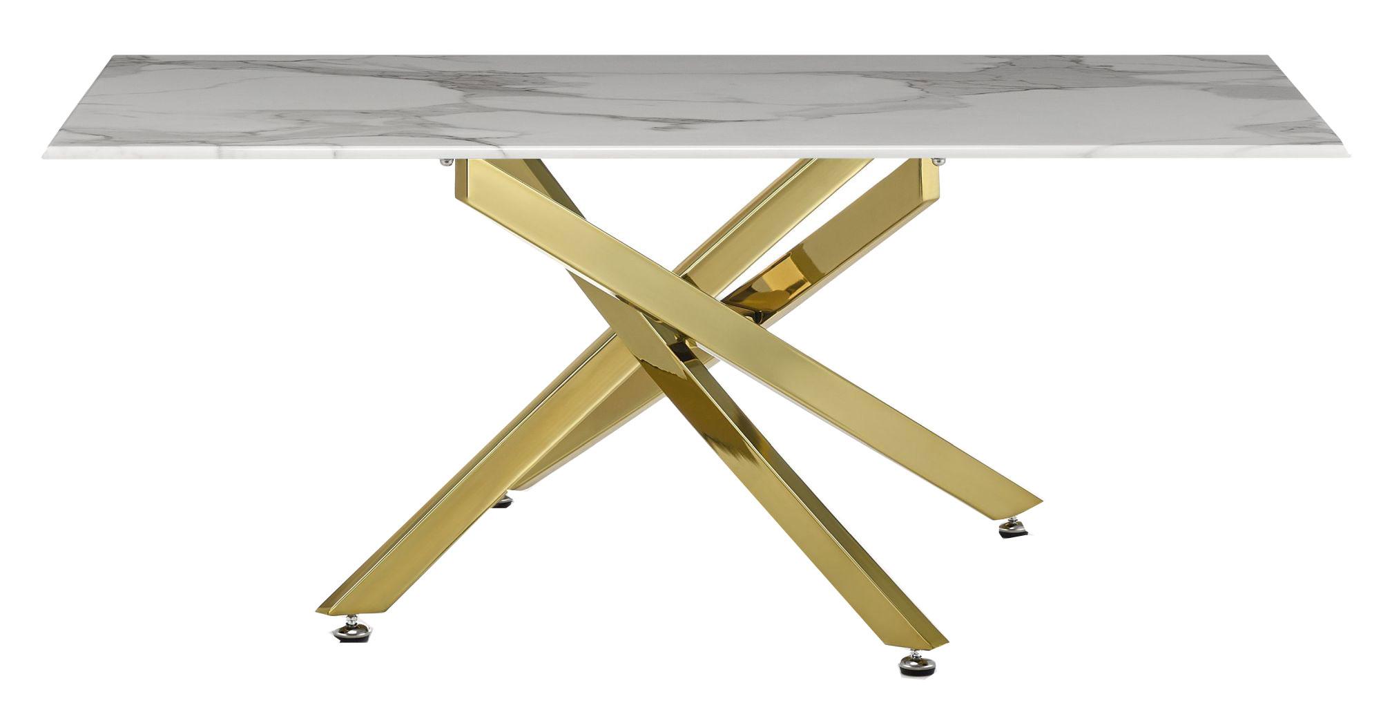 Product photograph of Chopstick White Glass Coffee Table With Gold Metal Chopstick Legs from Choice Furniture Superstore.