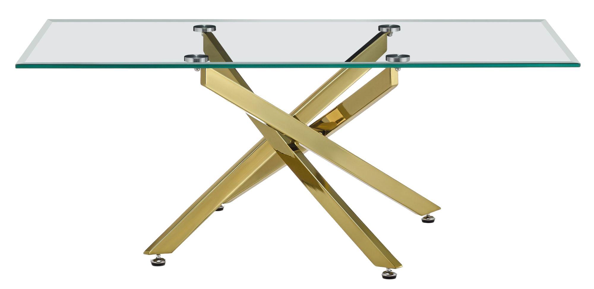 Product photograph of Chopstick Clear Glass Coffee Table With Gold Metal Chopstick Legs from Choice Furniture Superstore.