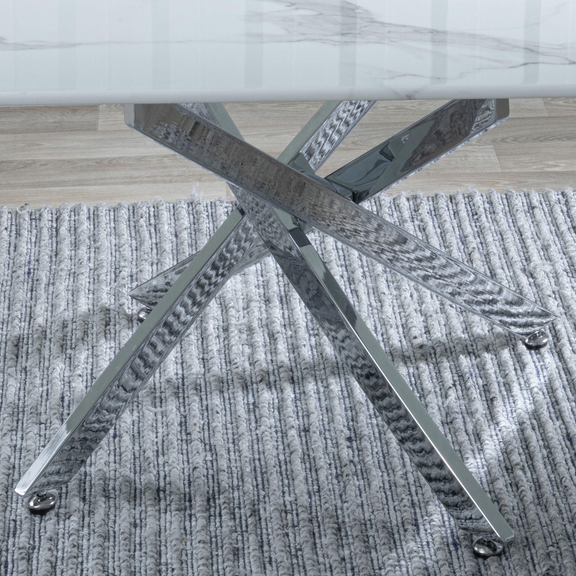 Product photograph of Chopstick White Glass Coffee Table With Chrome Metal Chopstick Legs from Choice Furniture Superstore.