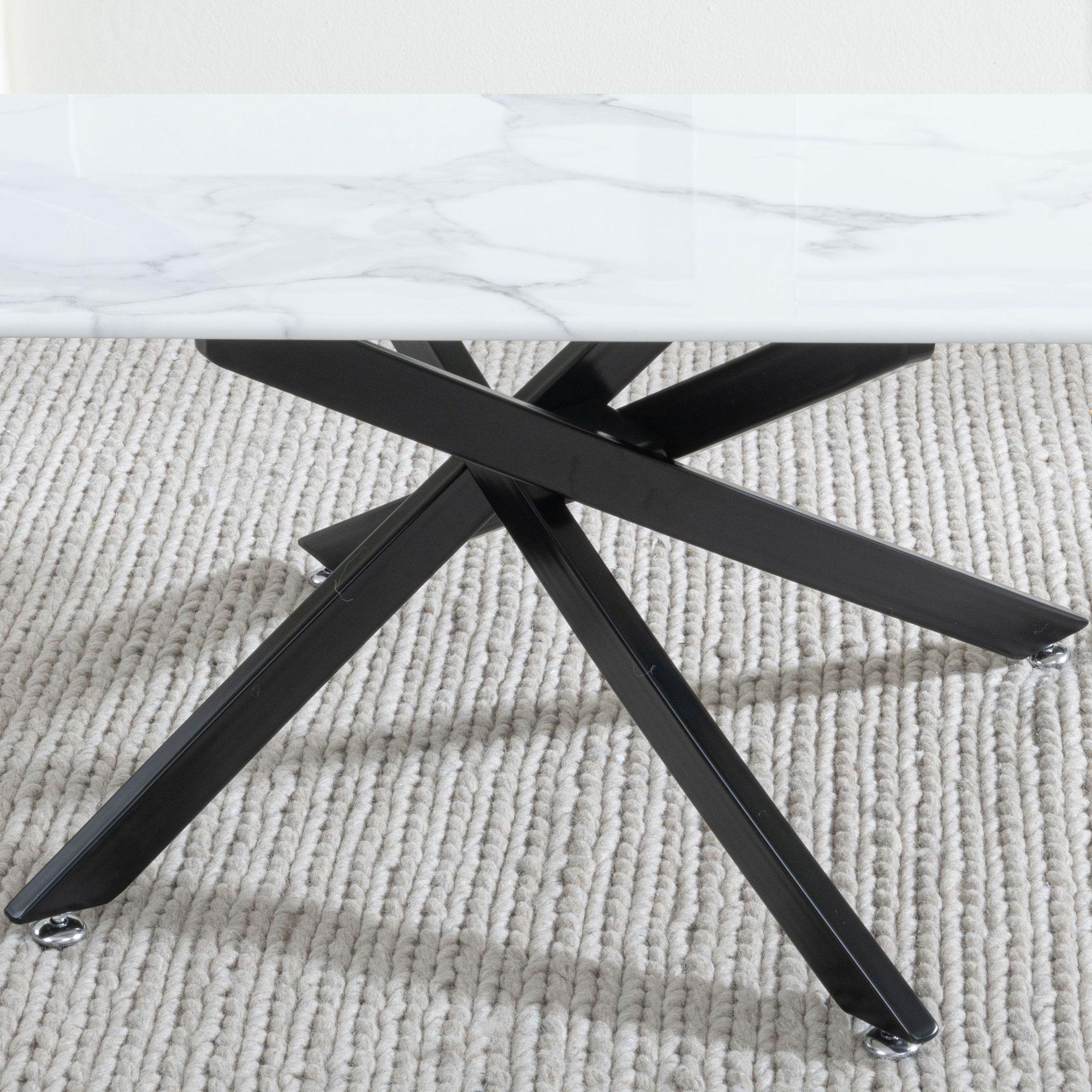 Product photograph of Chopstick White Glass Coffee Table With Black Metal Chopstick Legs from Choice Furniture Superstore.