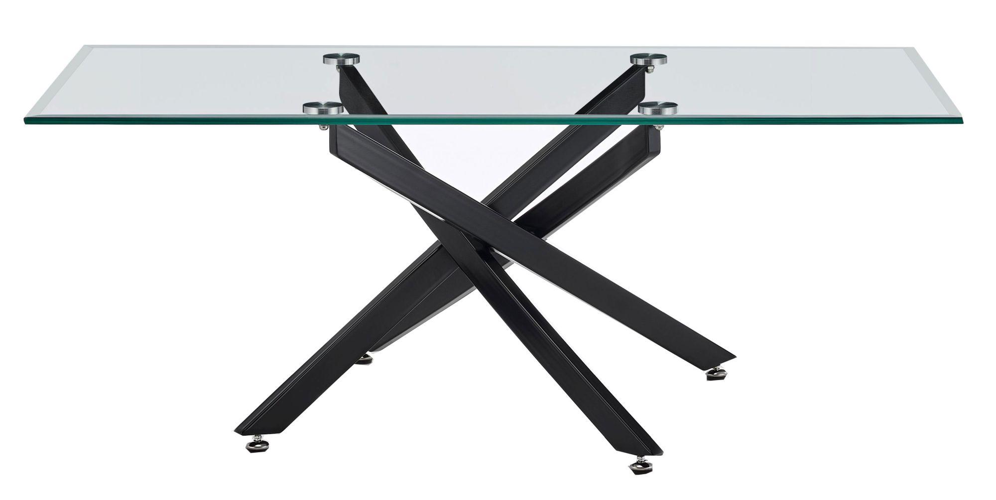 Product photograph of Chopstick Clear Glass Coffee Table With Black Metal Chopstick Legs from Choice Furniture Superstore.