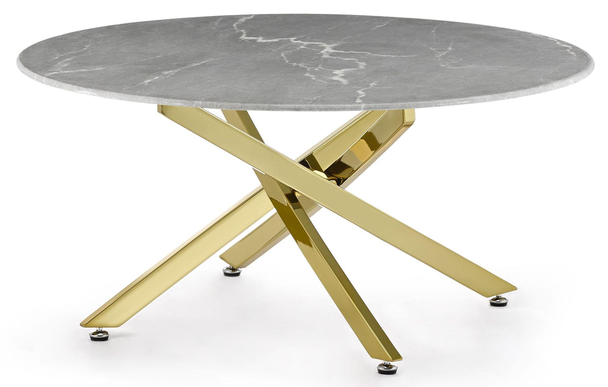 Product photograph of Chopstick Grey Glass Round Coffee Table With Gold Metal Chopstick Legs from Choice Furniture Superstore.