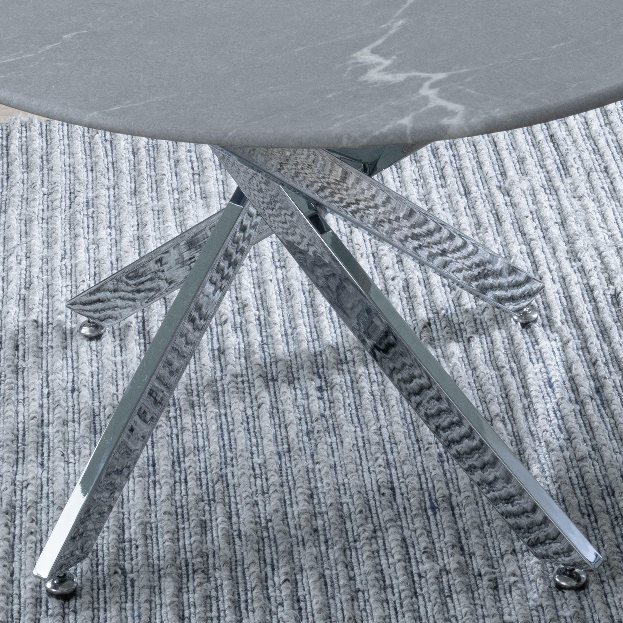 Product photograph of Chopstick Grey Glass Round Coffee Table With Chrome Metal Chopstick Legs from Choice Furniture Superstore.