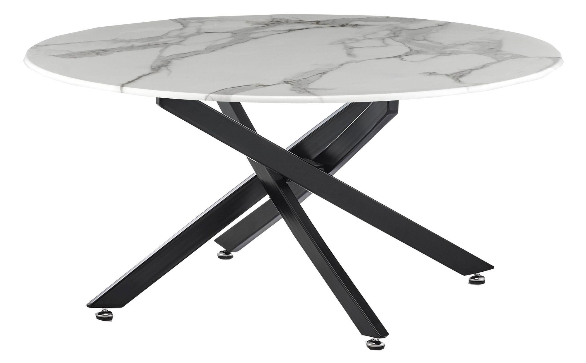 Product photograph of Chopstick White Glass Round Coffee Table With Black Metal Chopstick Legs from Choice Furniture Superstore.