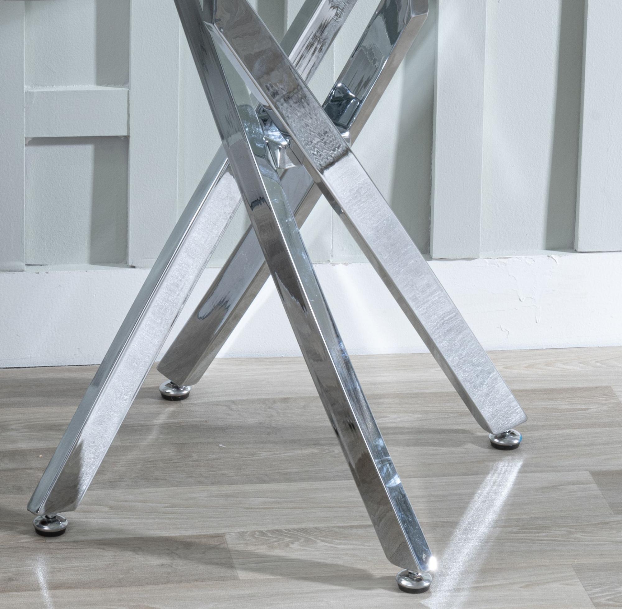 Product photograph of Chopstick White Glass Square Side Table With Chrome Metal Chopstick Legs from Choice Furniture Superstore.