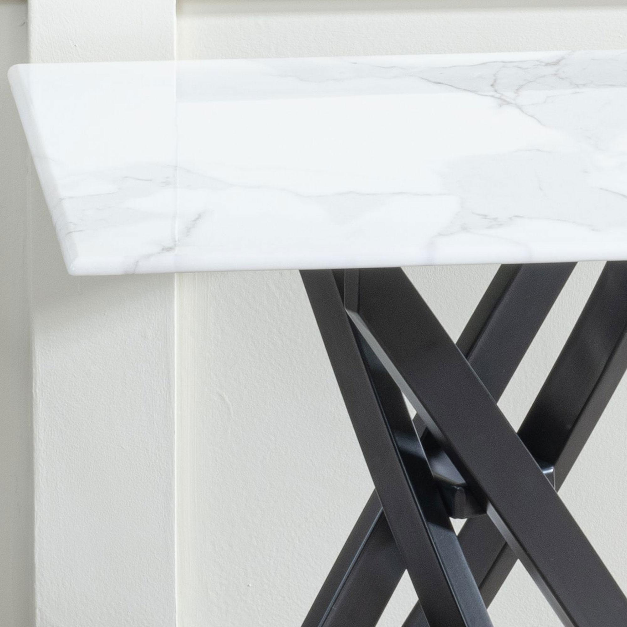 Product photograph of Chopstick White Glass Square Side Table With Black Metal Chopstick Legs from Choice Furniture Superstore.