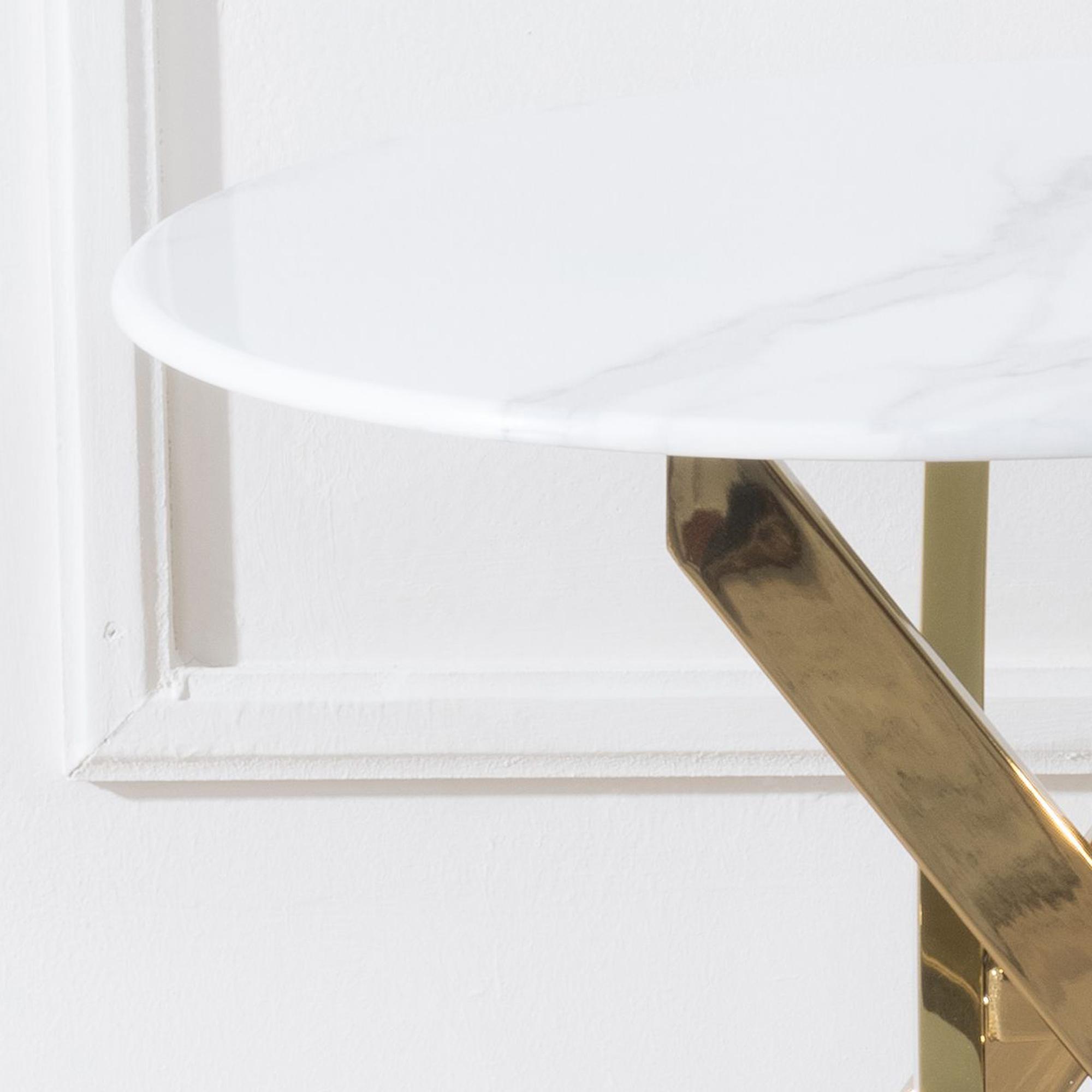 Product photograph of Chopstick White Glass Round Side Table With Gold Metal Chopstick Legs from Choice Furniture Superstore.