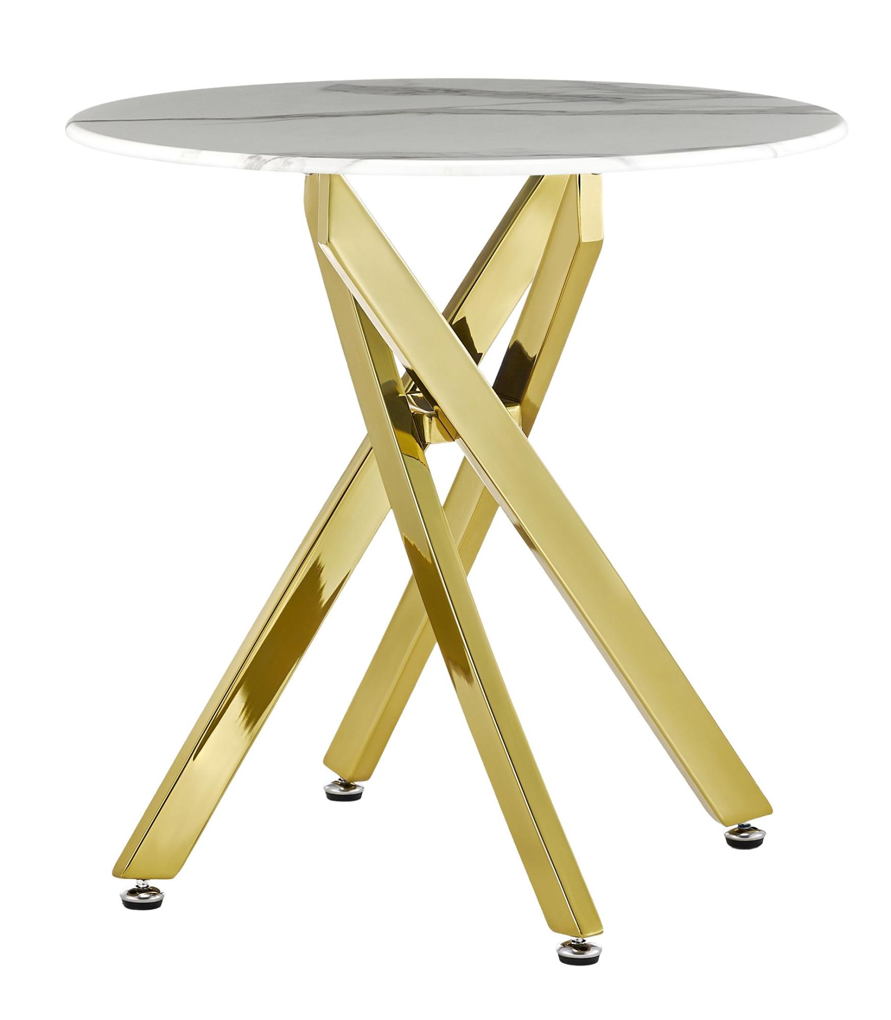 Product photograph of Chopstick White Glass Round Side Table With Gold Metal Chopstick Legs from Choice Furniture Superstore.