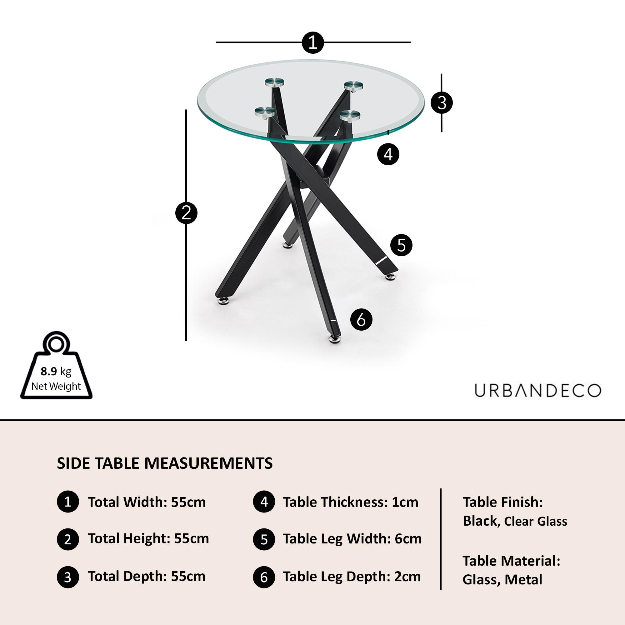 Product photograph of Chopstick Clear Glass Round Side Table With Black Metal Chopstick Legs from Choice Furniture Superstore.