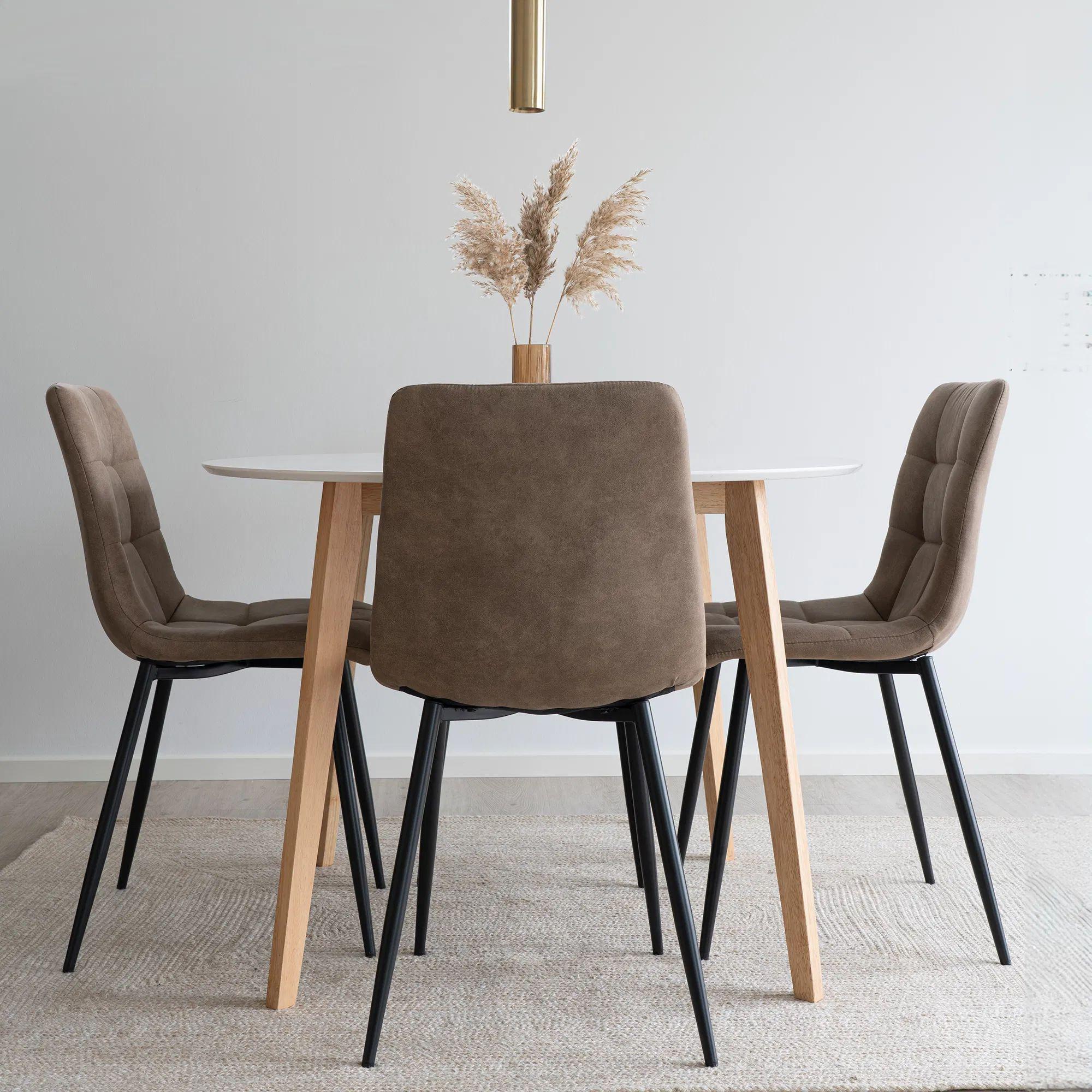 Product photograph of Sedona White And Brown Round Dining Set With 4 Middelfart Chairs from Choice Furniture Superstore.