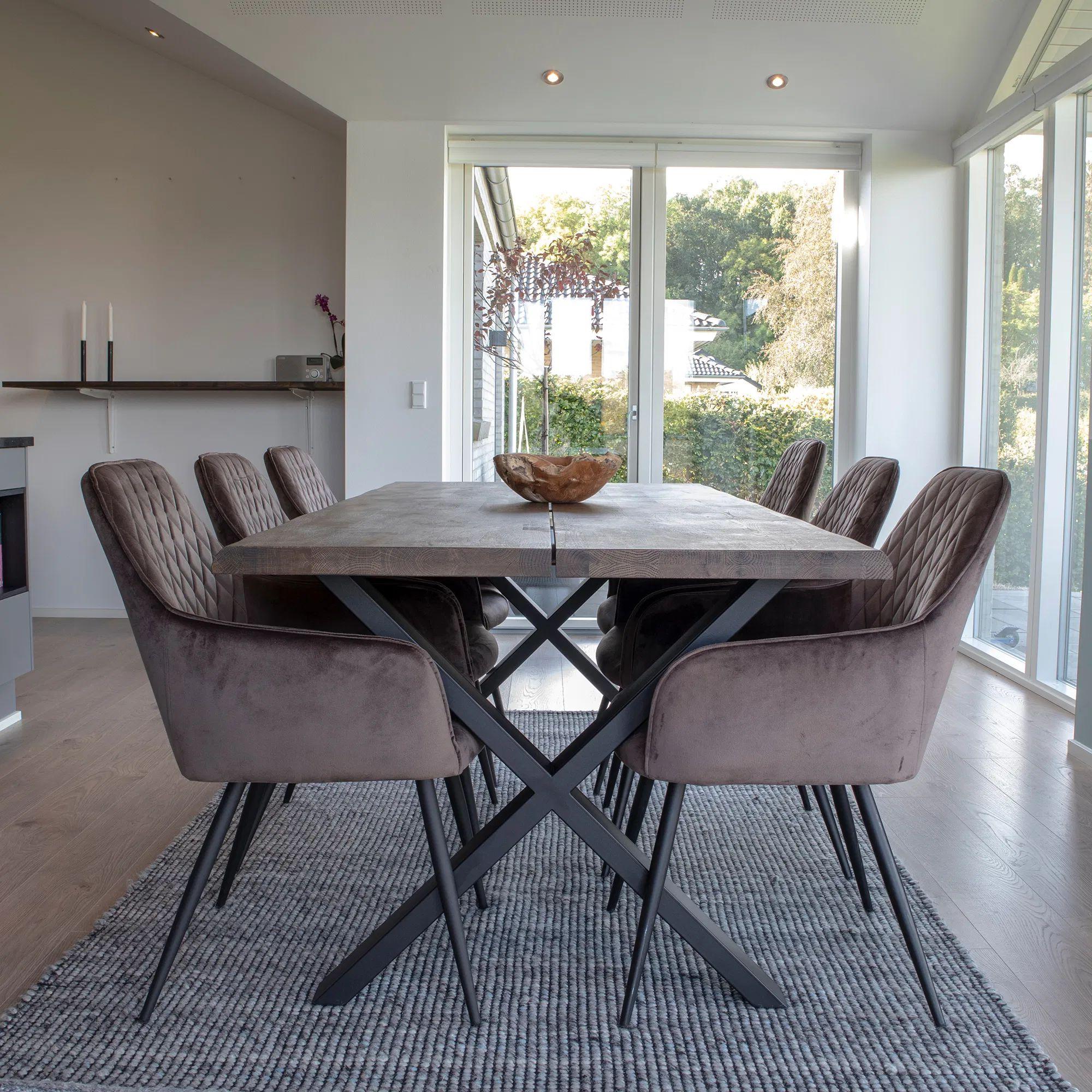 Product photograph of Horsham 200cm Smoked Oiled Oak Dining Set With 6 Harbo Chairs from Choice Furniture Superstore.