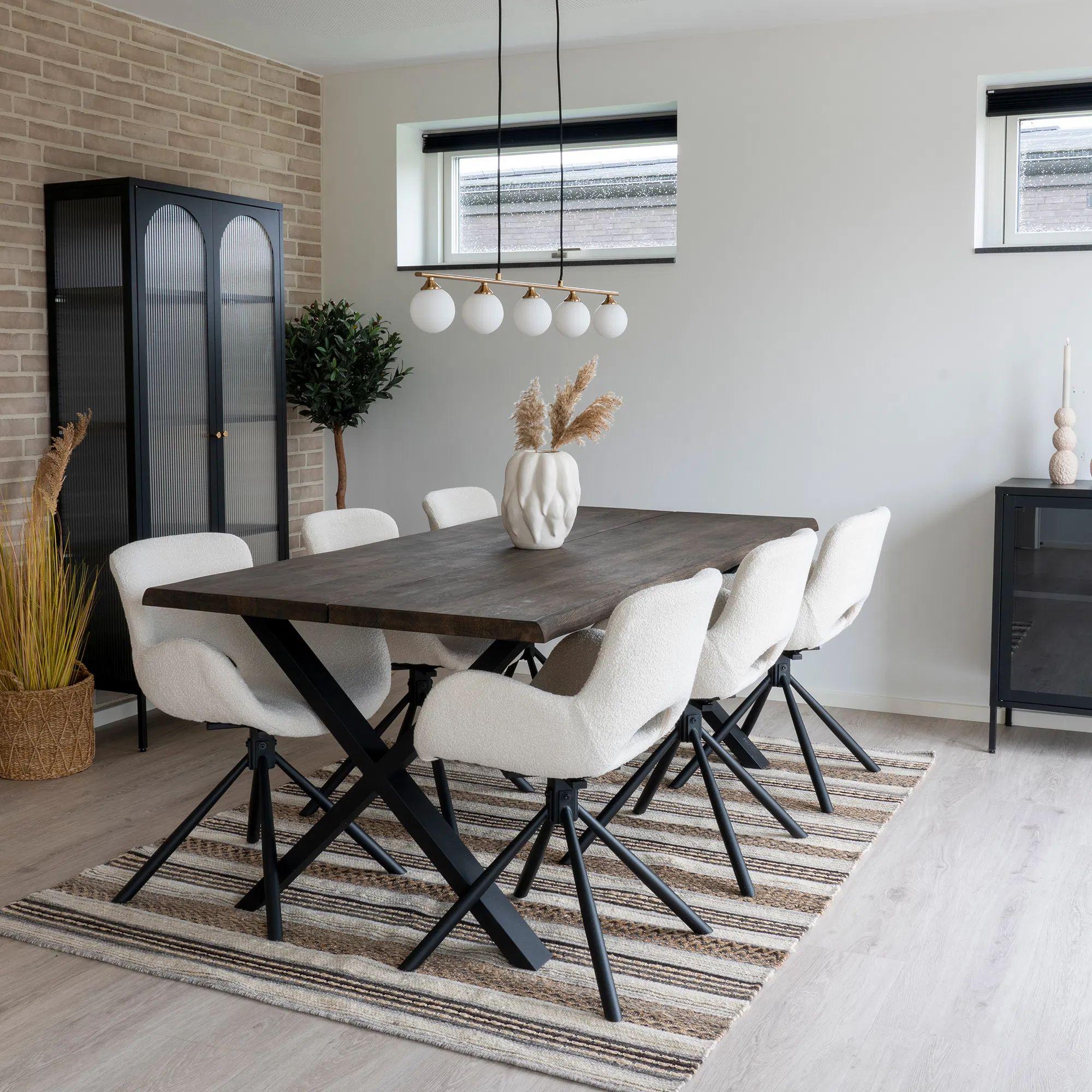 Product photograph of Horsham 200cm Smoked Oiled Oak Dining Set With 6 Mauston Chairs from Choice Furniture Superstore.