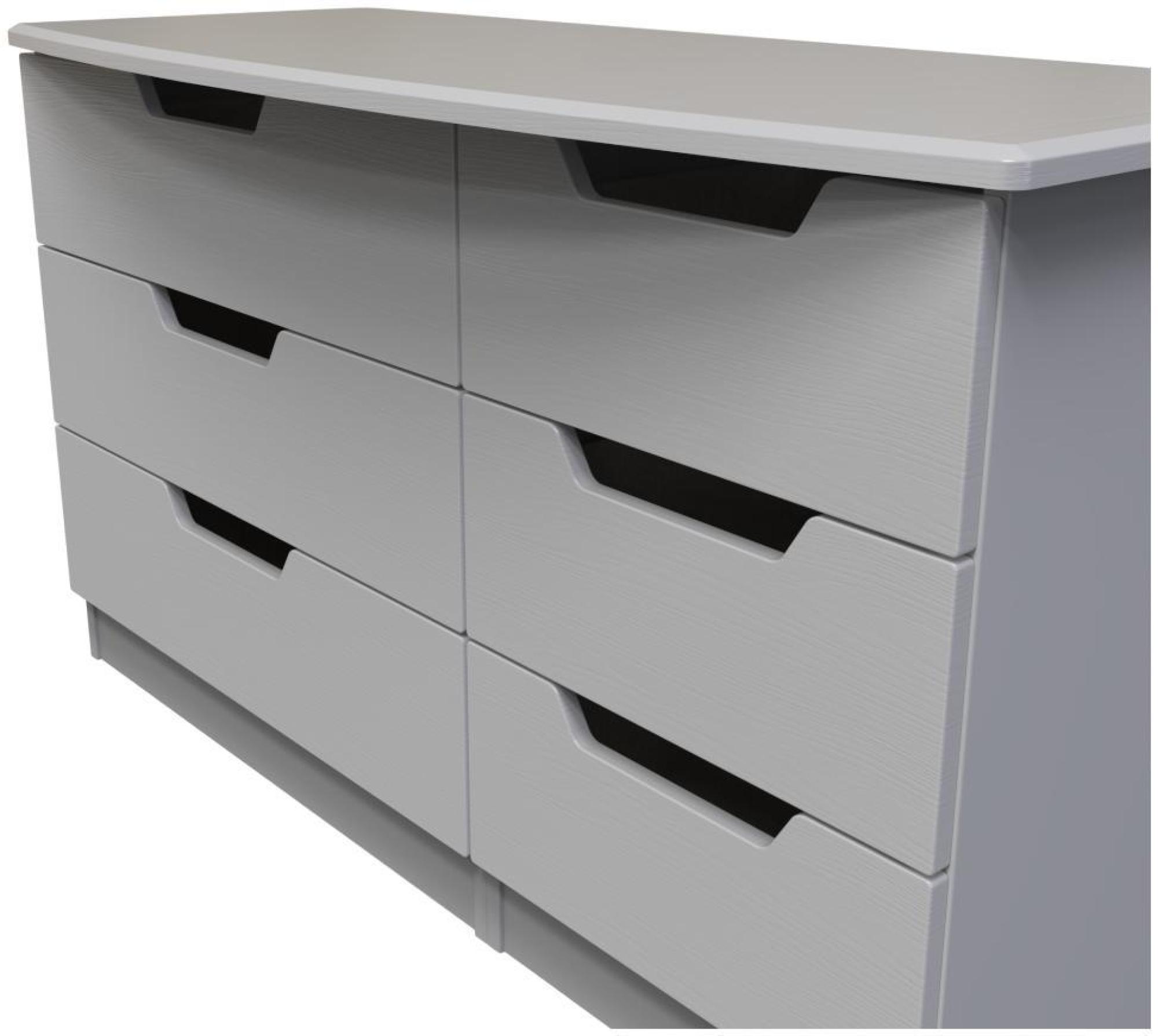Product photograph of Bella Grey Ash 6 Drawer Midi Dresser from Choice Furniture Superstore.