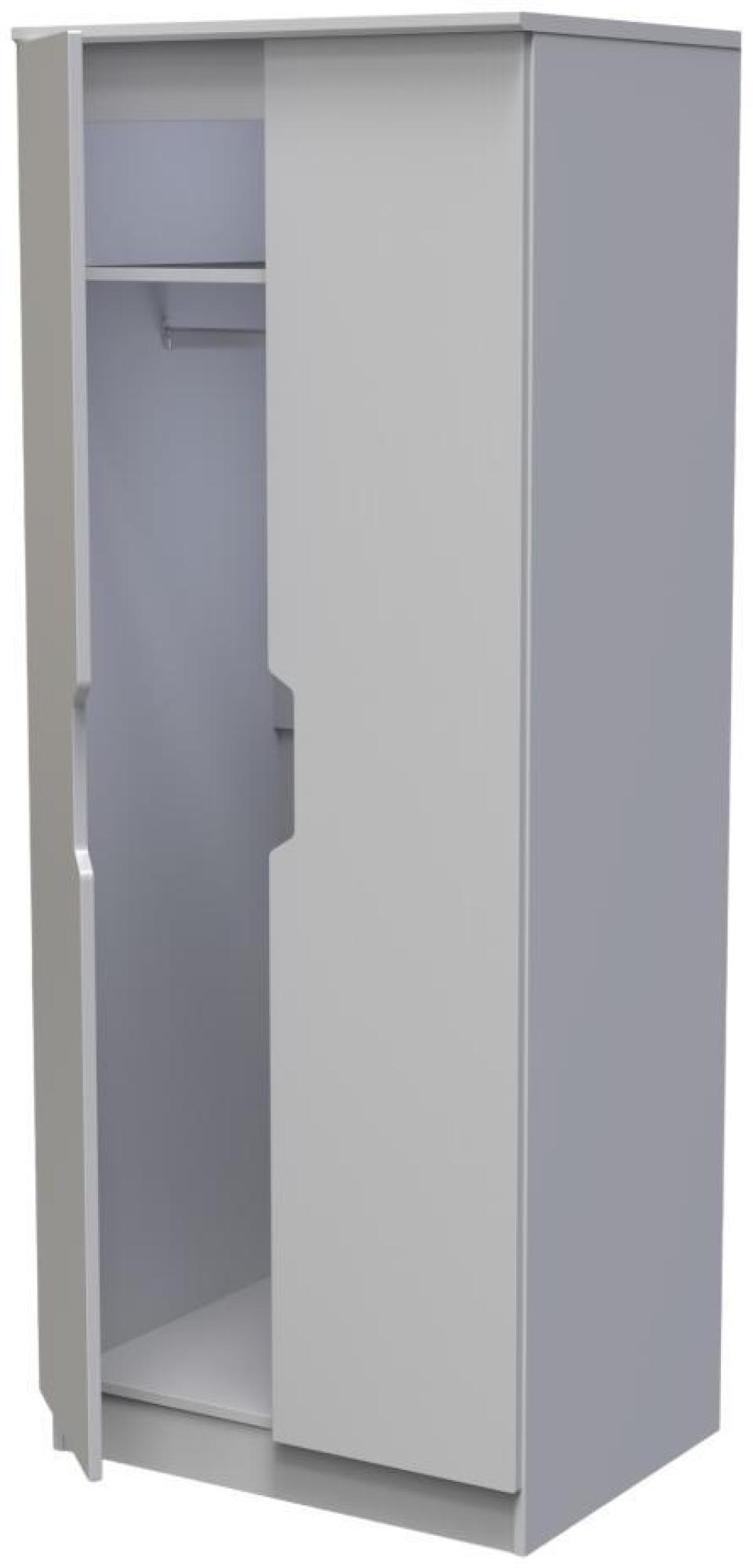 Product photograph of Bella Grey Ash 2 Door Plain Tall Wardrobe from Choice Furniture Superstore.