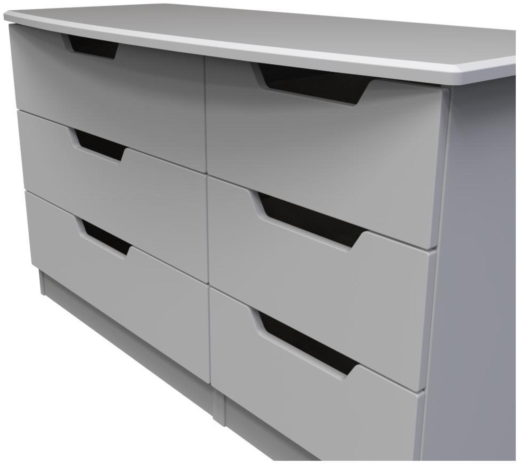 Product photograph of Bella Grey 6 Drawer Midi Dresser from Choice Furniture Superstore.