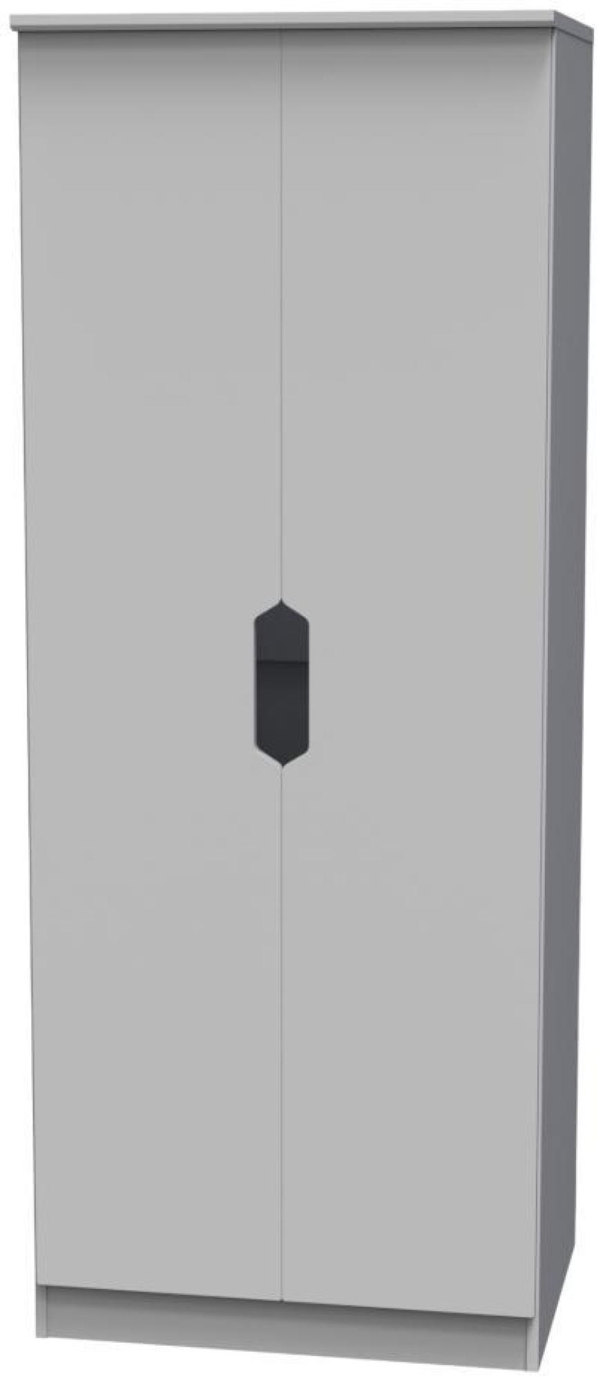 Product photograph of Bella Grey 2 Door Plain Tall Wardrobe from Choice Furniture Superstore.