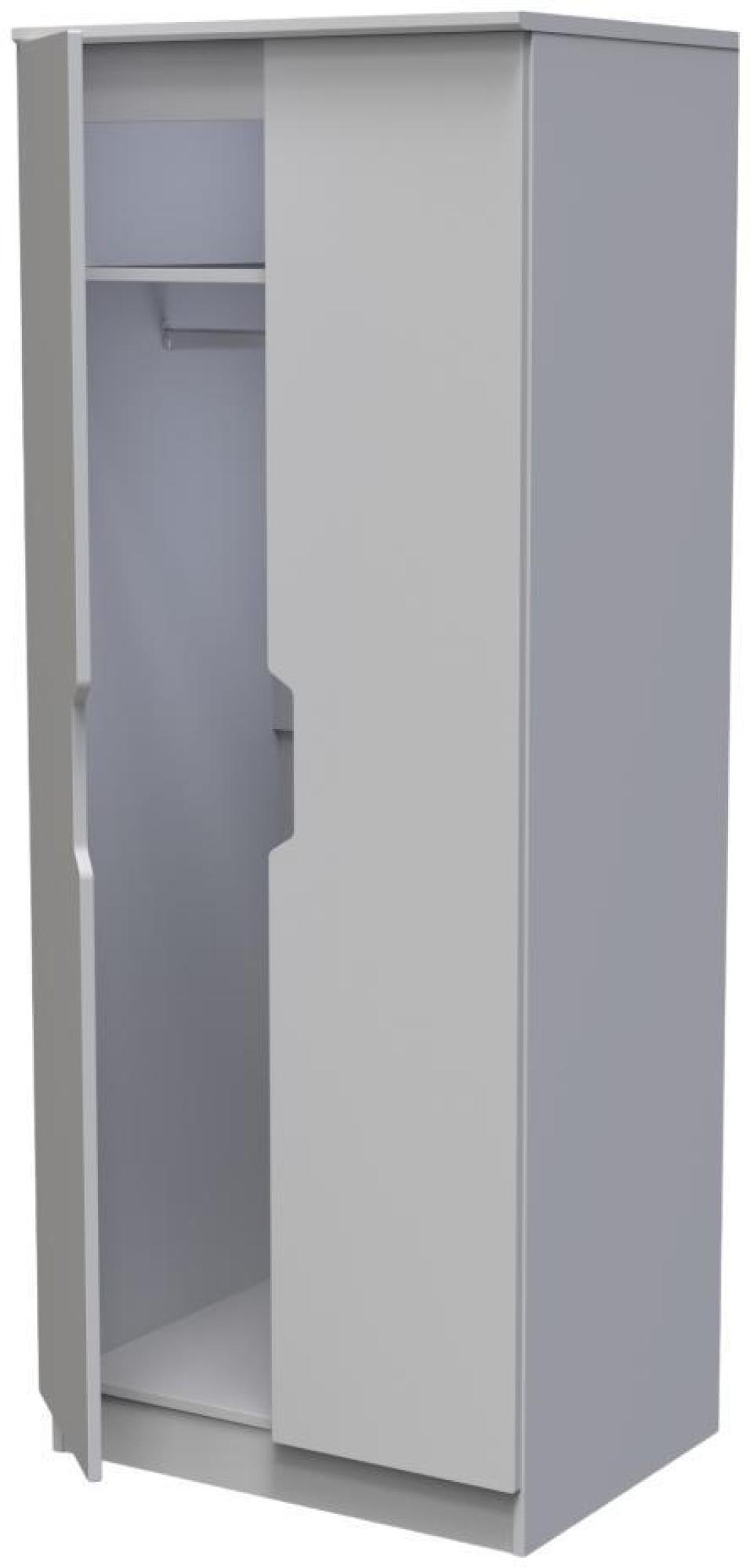 Product photograph of Bella Grey 2 Door Plain Tall Wardrobe from Choice Furniture Superstore.