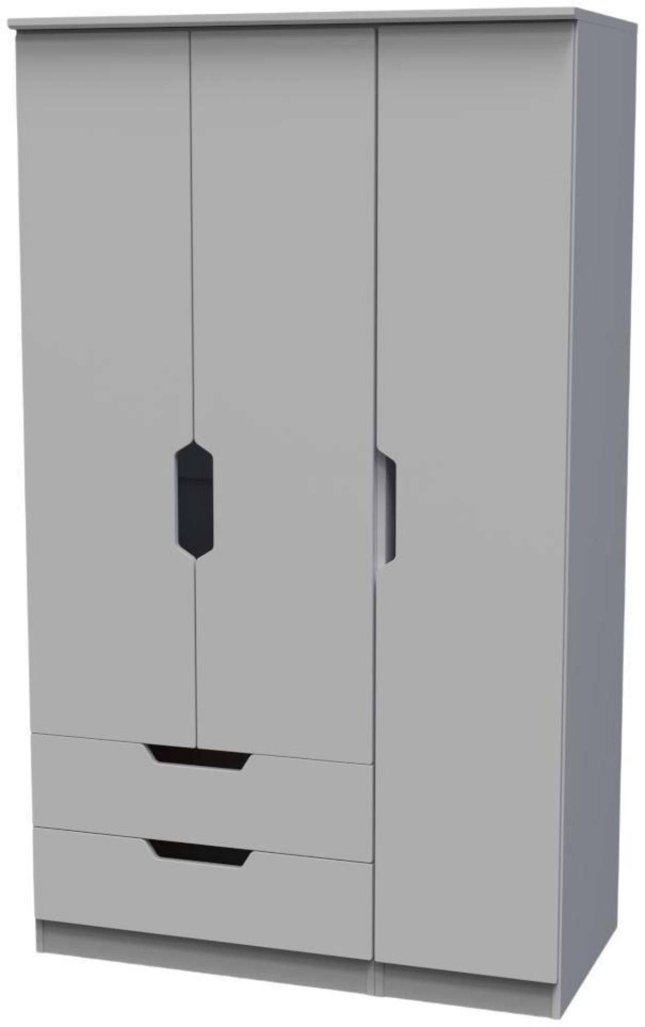 Product photograph of Bella Grey 3 Door Triple Wardrobe - Lhf 2 Drawers from Choice Furniture Superstore.